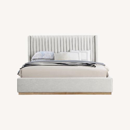 Used Logan Bed Natural Linen Queen Bed for sale on AptDeco