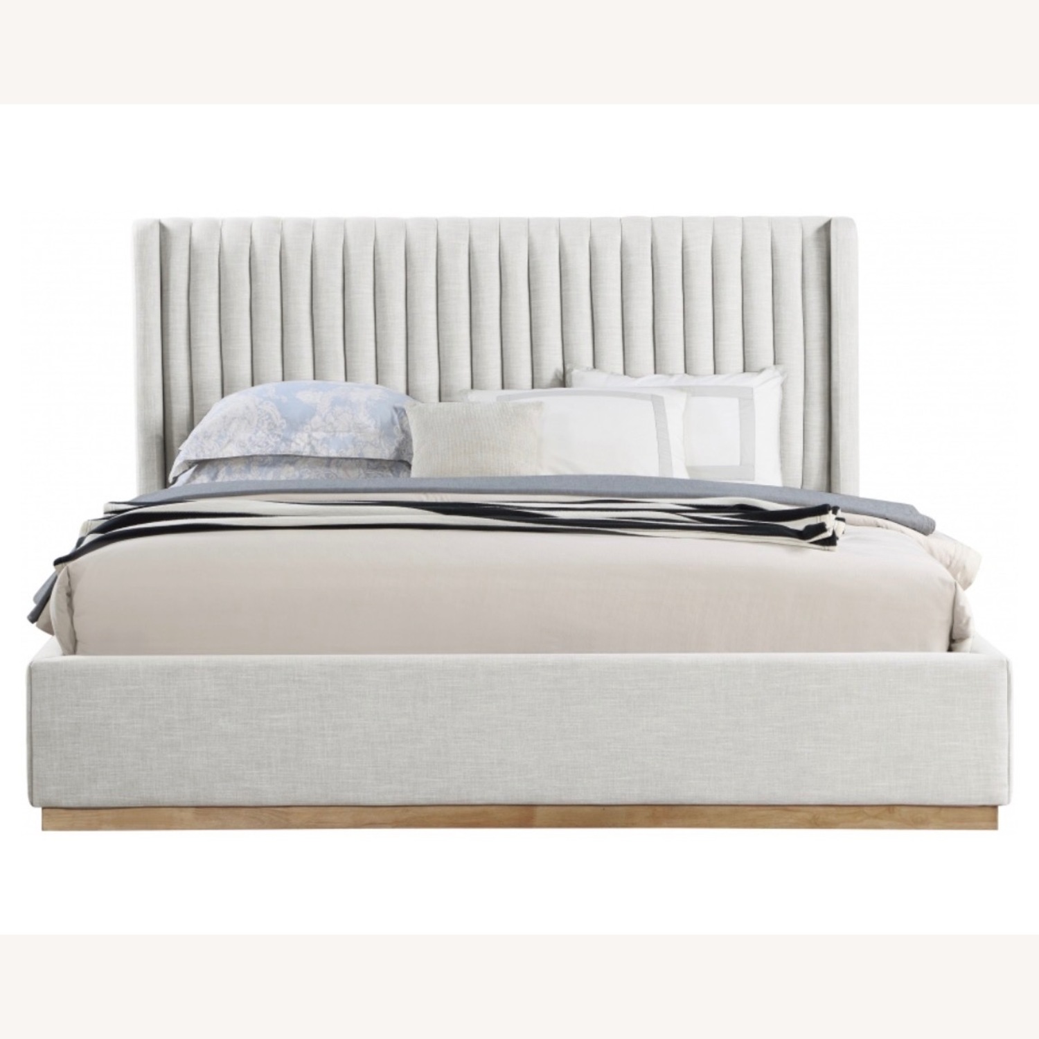 Logan Bed Natural Linen Queen Bed - image-1