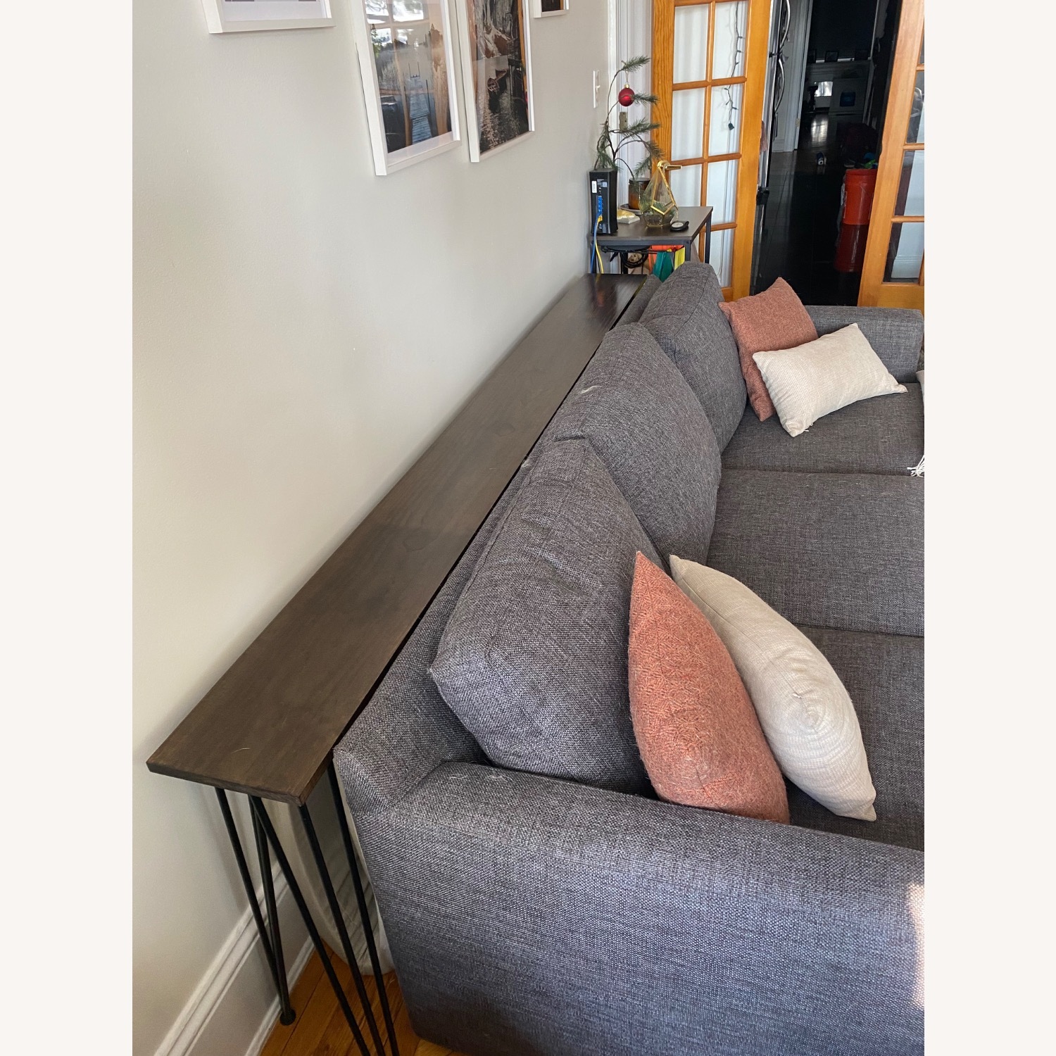 Crate & Barrel Dark Gray Fabric Chaise Lounge - image-2