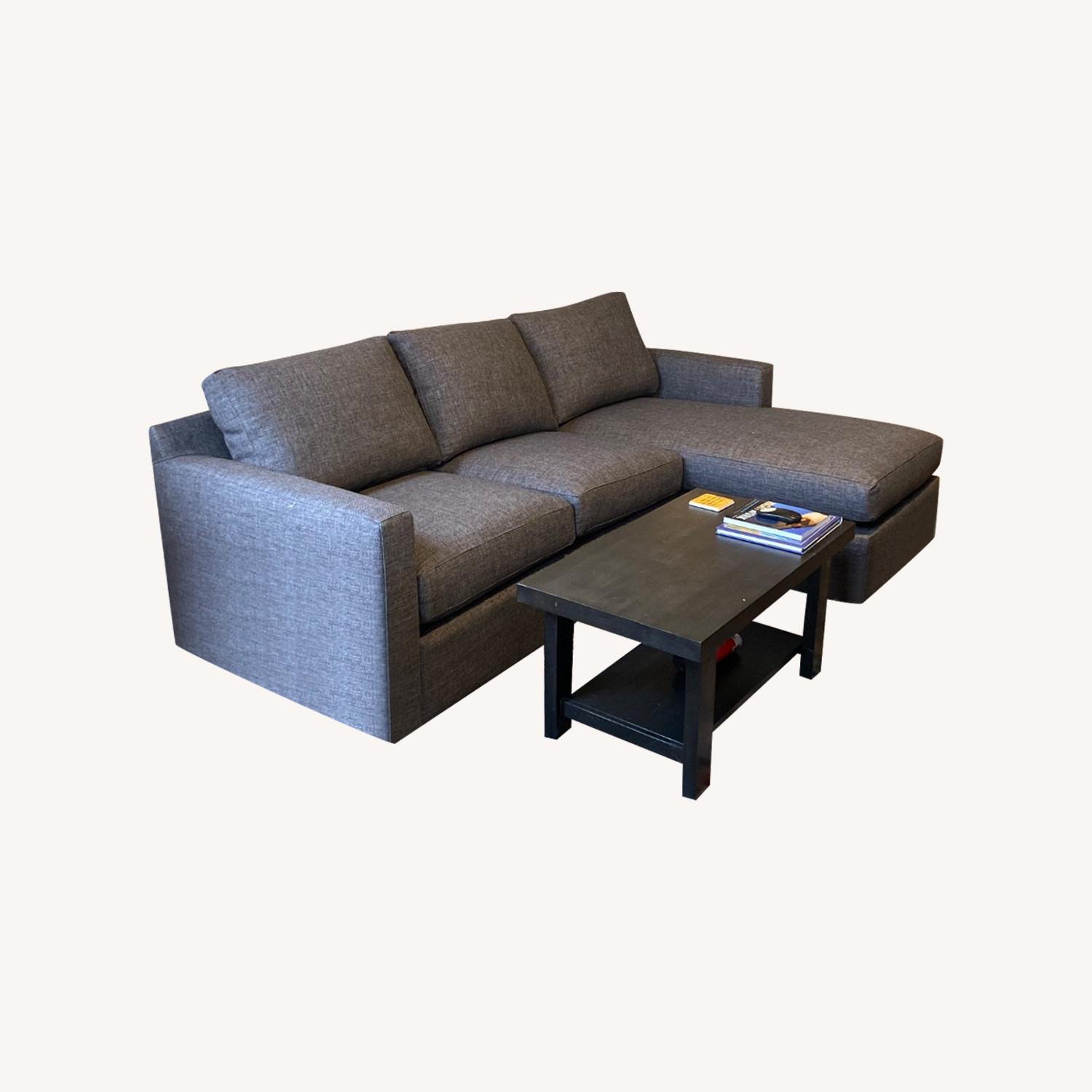 Crate & Barrel Dark Gray Fabric Chaise Lounge - image-6