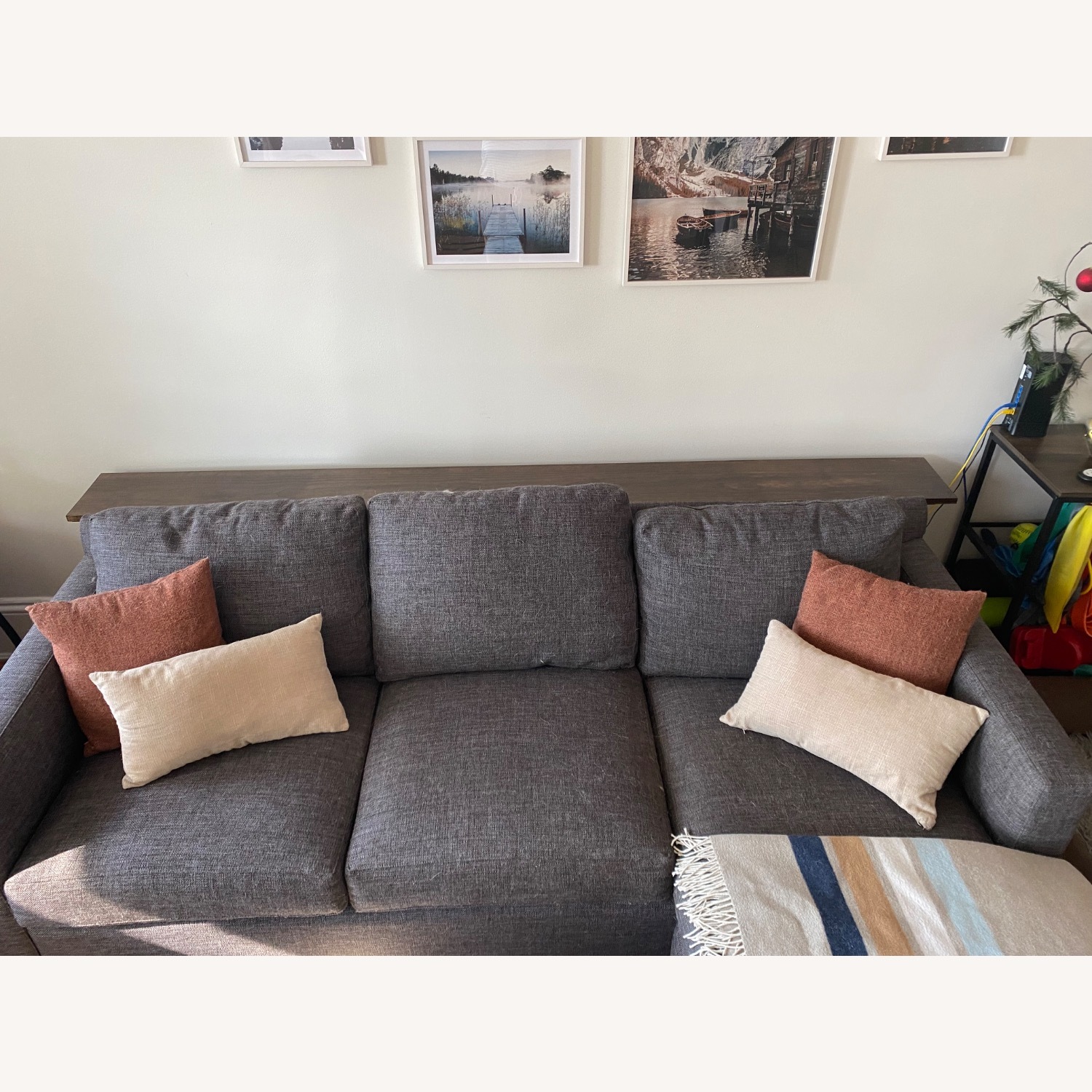 Crate & Barrel Dark Gray Fabric Chaise Lounge - image-1