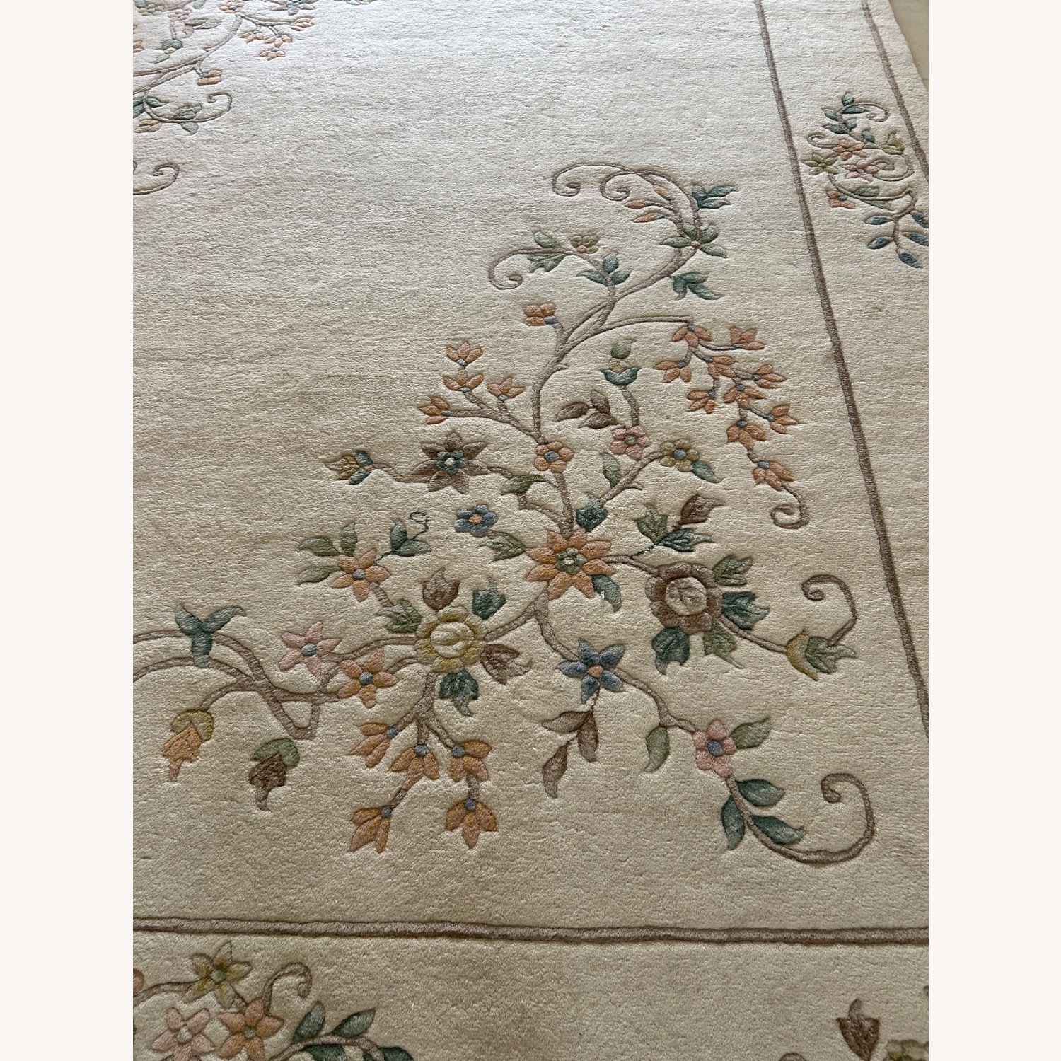 Cream Oriental Wool Area Rug 9' x 12' - image-1