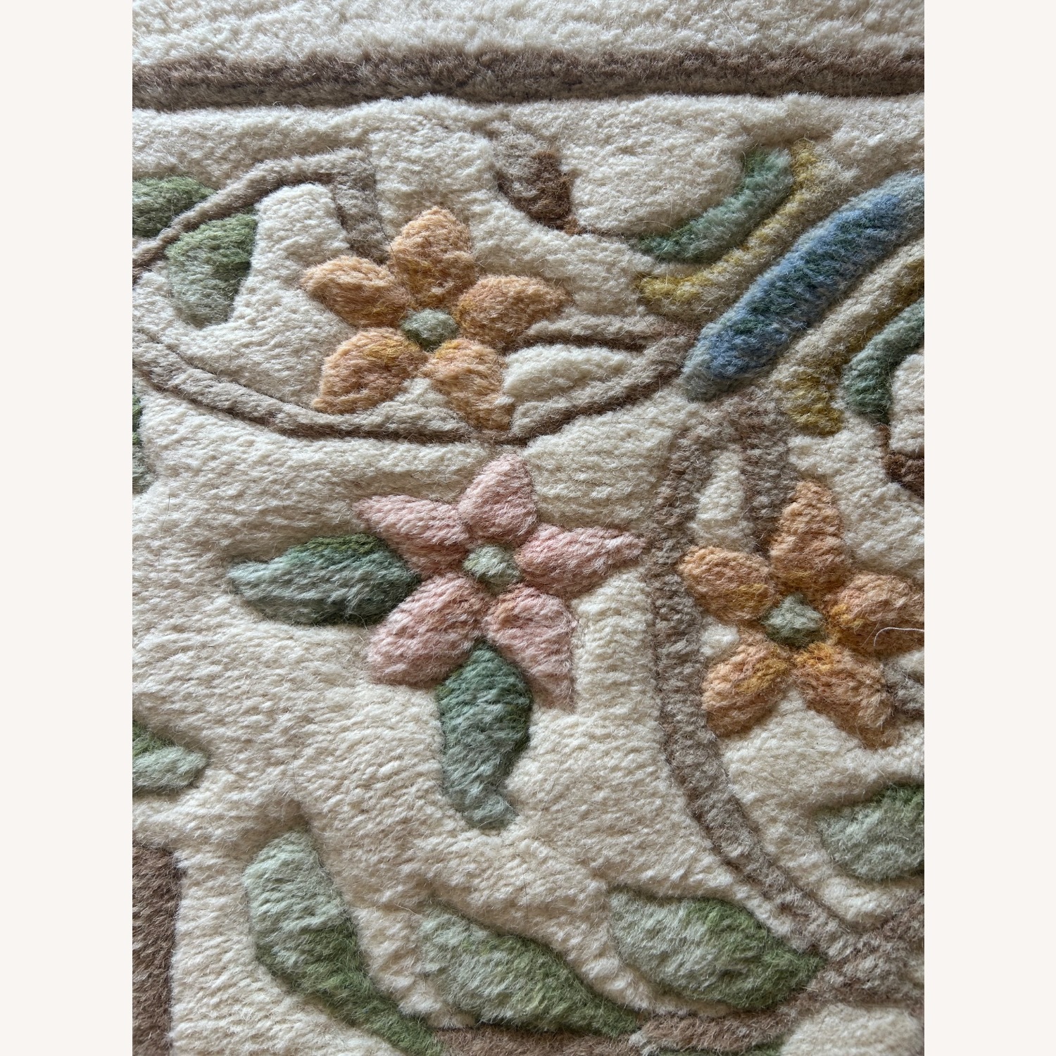 Cream Oriental Wool Area Rug 9' x 12' - image-4