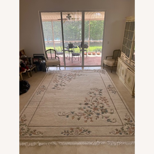 Used Cream Oriental Wool Area Rug 9' x 12' for sale on AptDeco