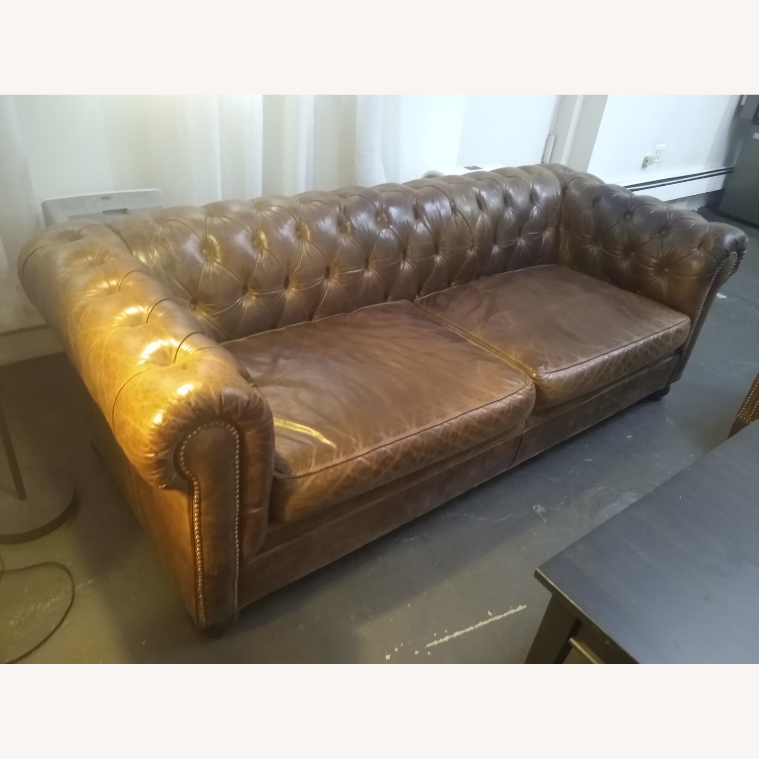 Dark Brown Leather 3+ Seater Sofa - image-5
