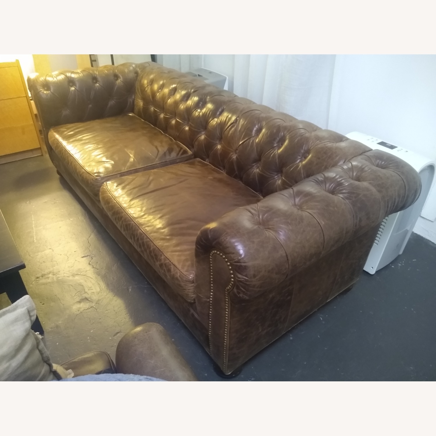 Dark Brown Leather 3+ Seater Sofa - image-2