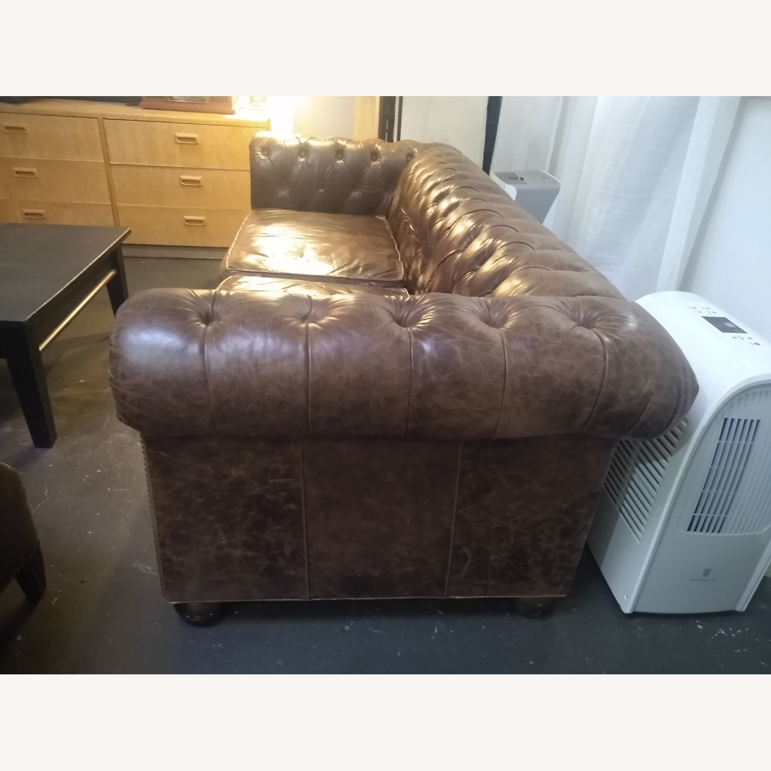 Dark Brown Leather 3+ Seater Sofa - image-3