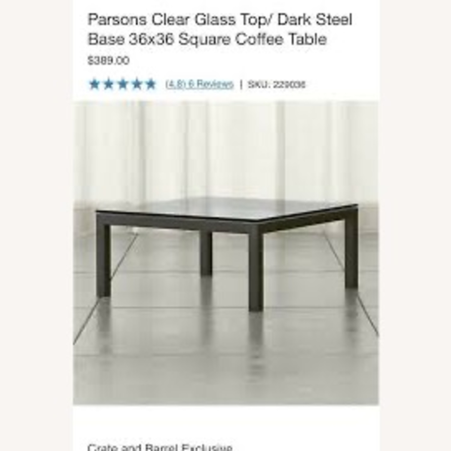 Crate & Barrel Parsons Coffee Table - image-3
