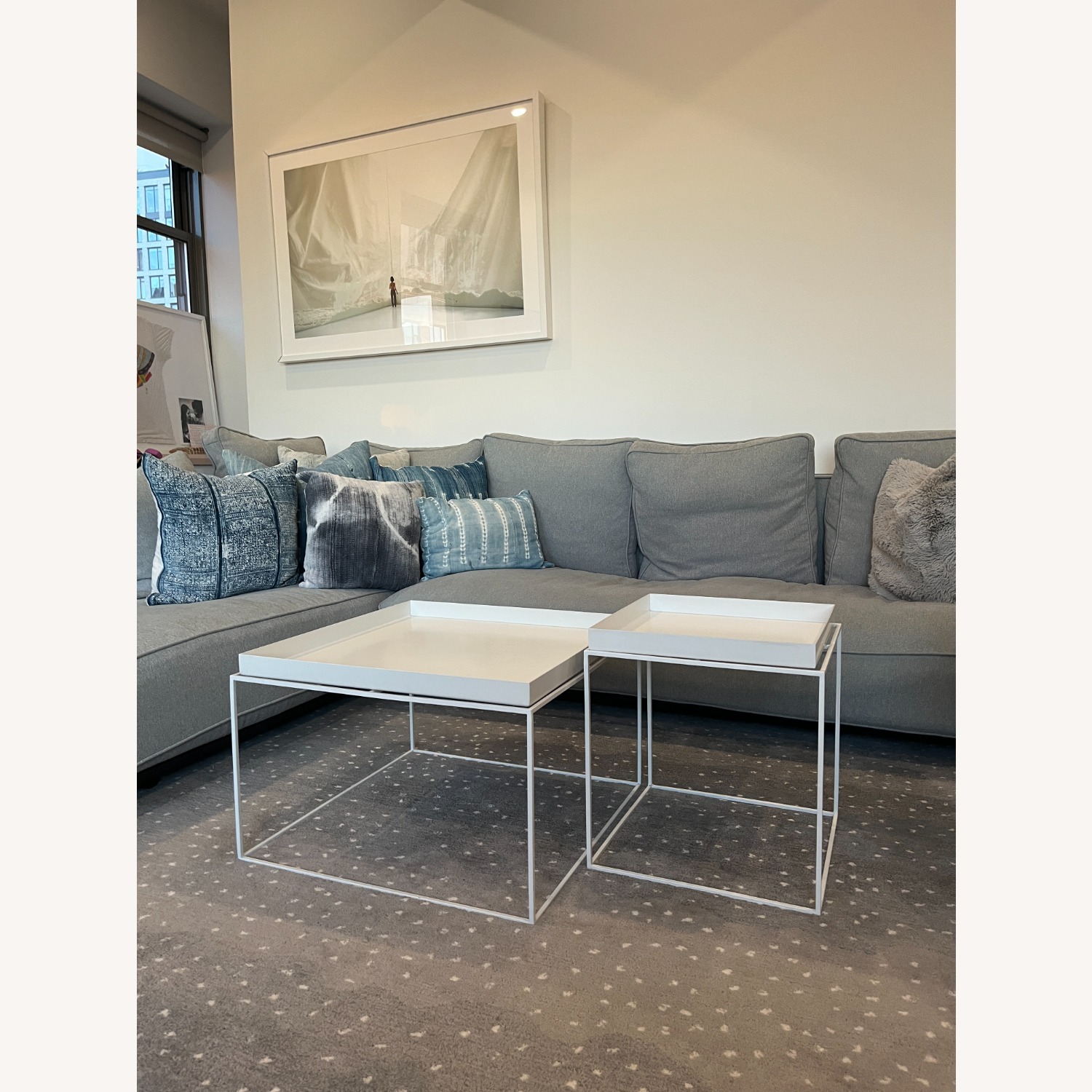 Hay Tray Tables White Metal Coffee Table - AptDeco