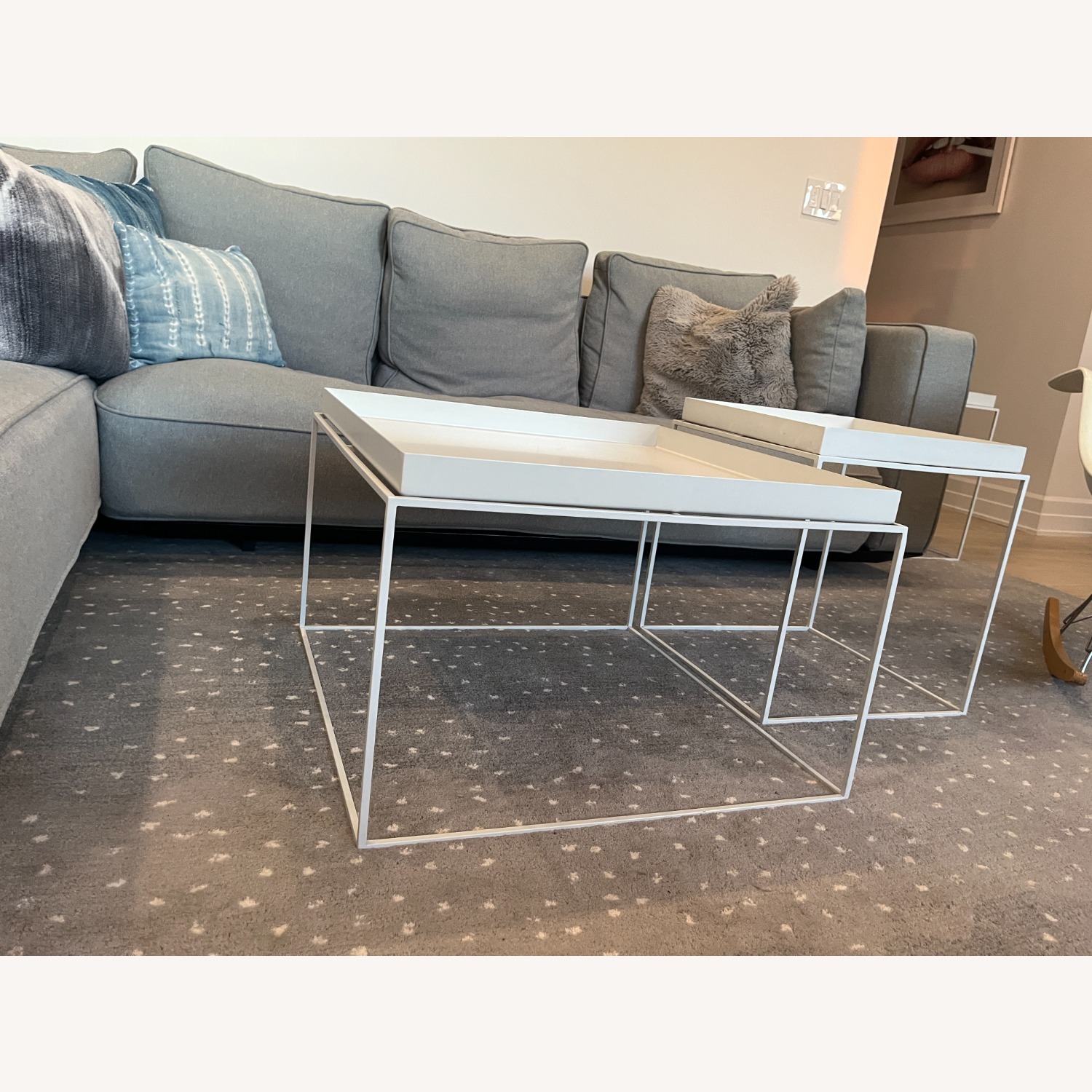 Hay Tray Tables White Metal Side Table - AptDeco