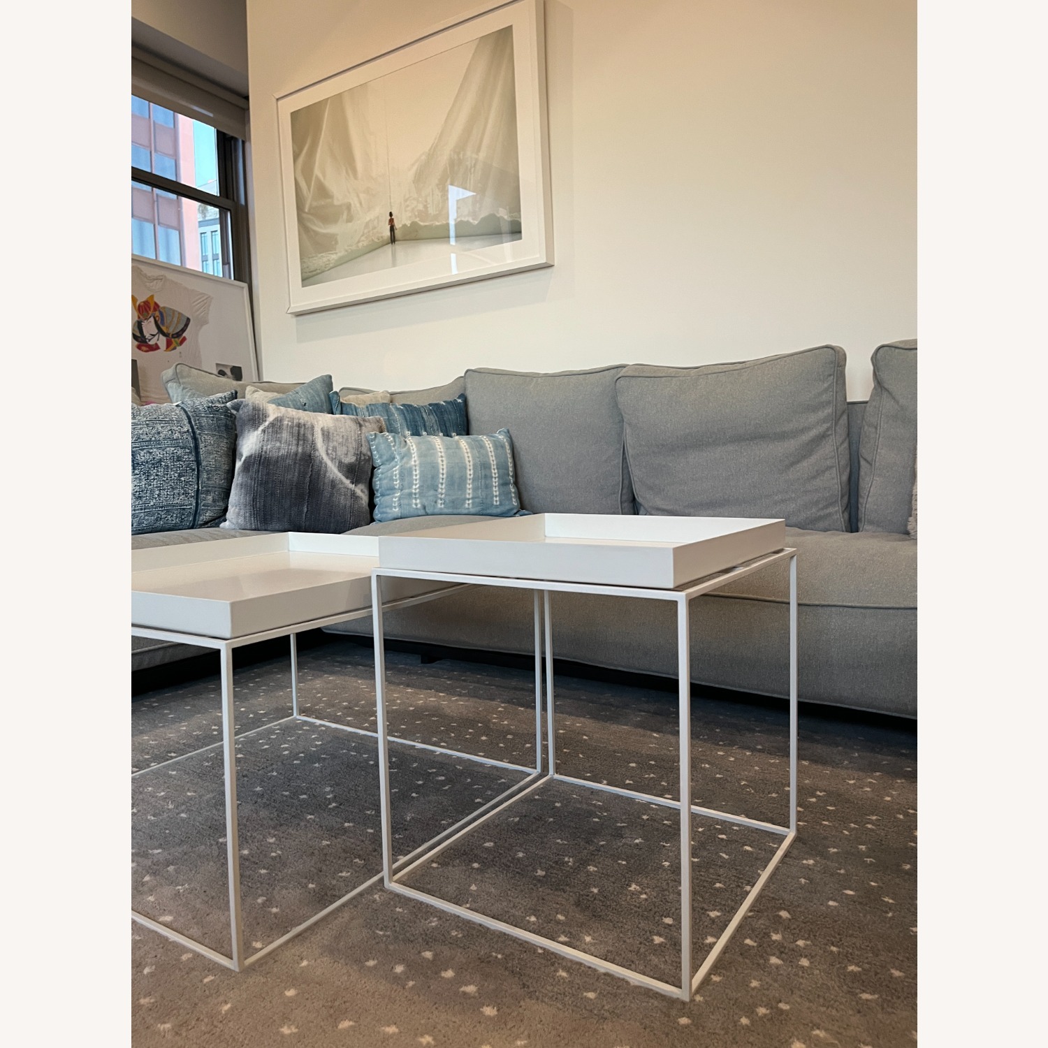 Hay Tray Tables White Metal Side Table - AptDeco