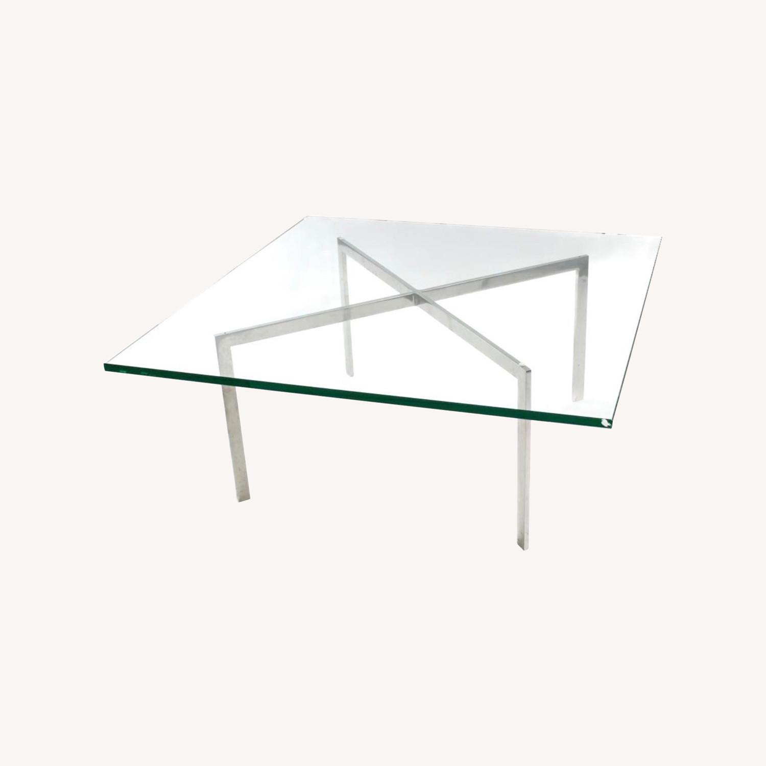 Mies Van der Rohe–Style Glass Coffee Table - image-0