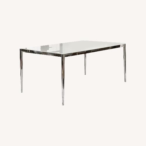 Used Cramco White Glass Dining Table for sale on AptDeco