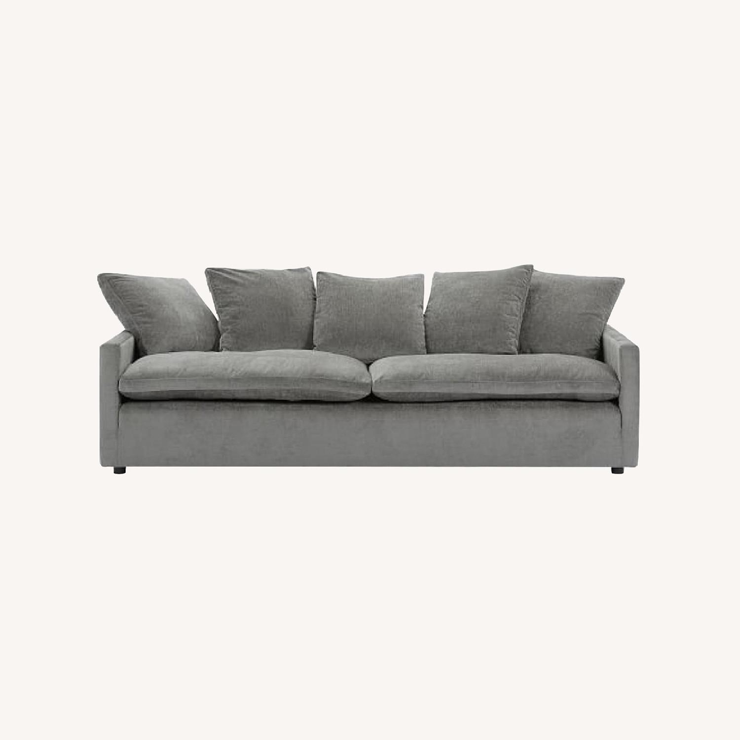 West Elm Dark Gray Worn Velvet Retreat Sofa - image-0