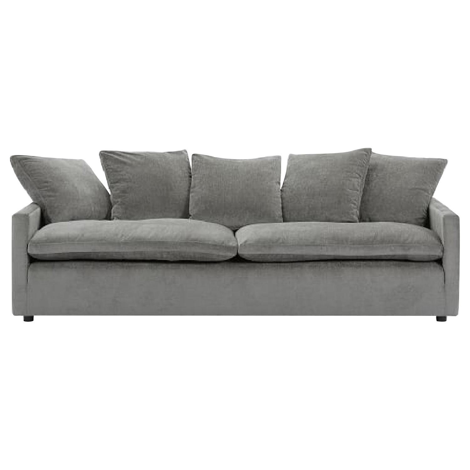 West Elm Dark Gray Worn Velvet Retreat Sofa - image-5