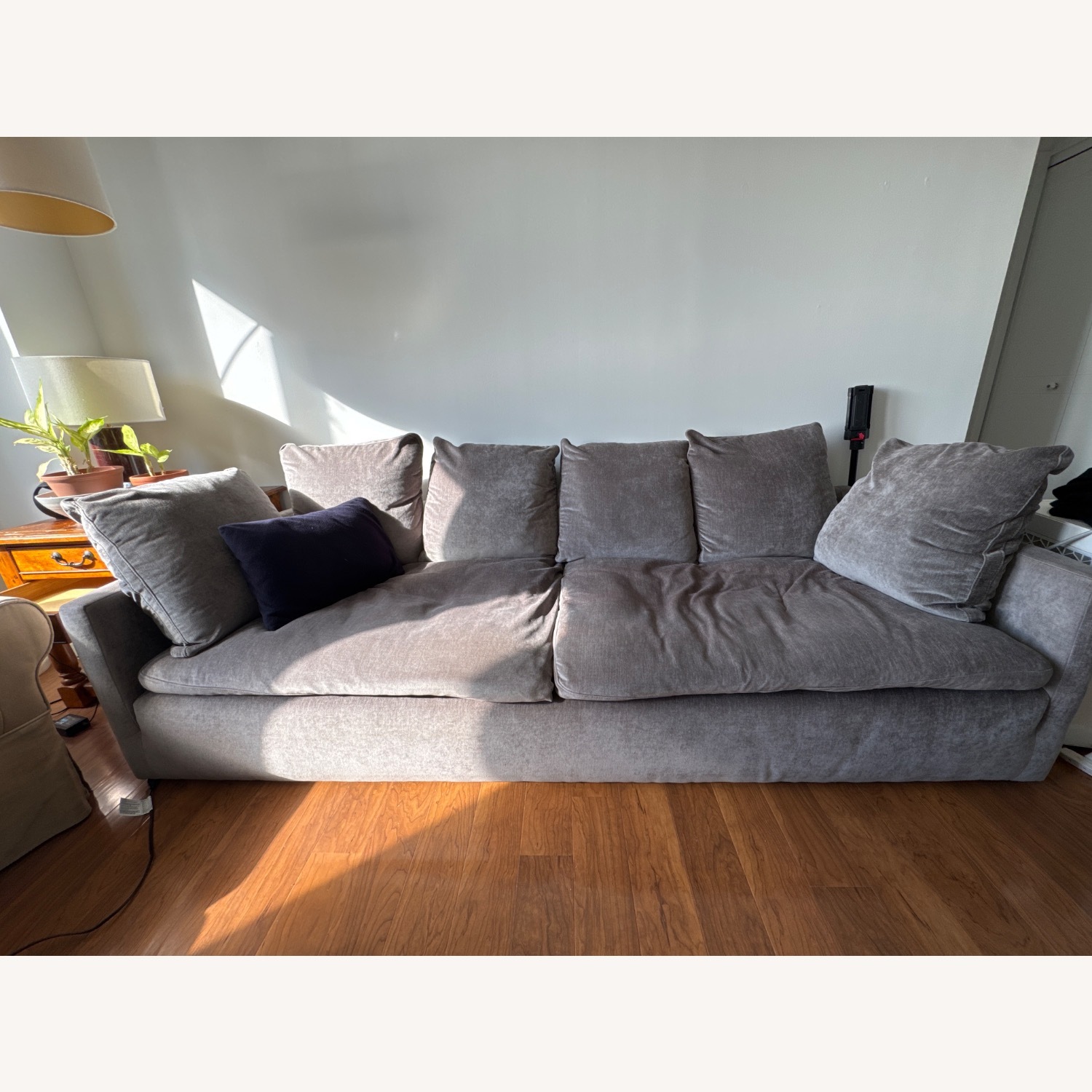 West Elm Dark Gray Worn Velvet Retreat Sofa - image-3