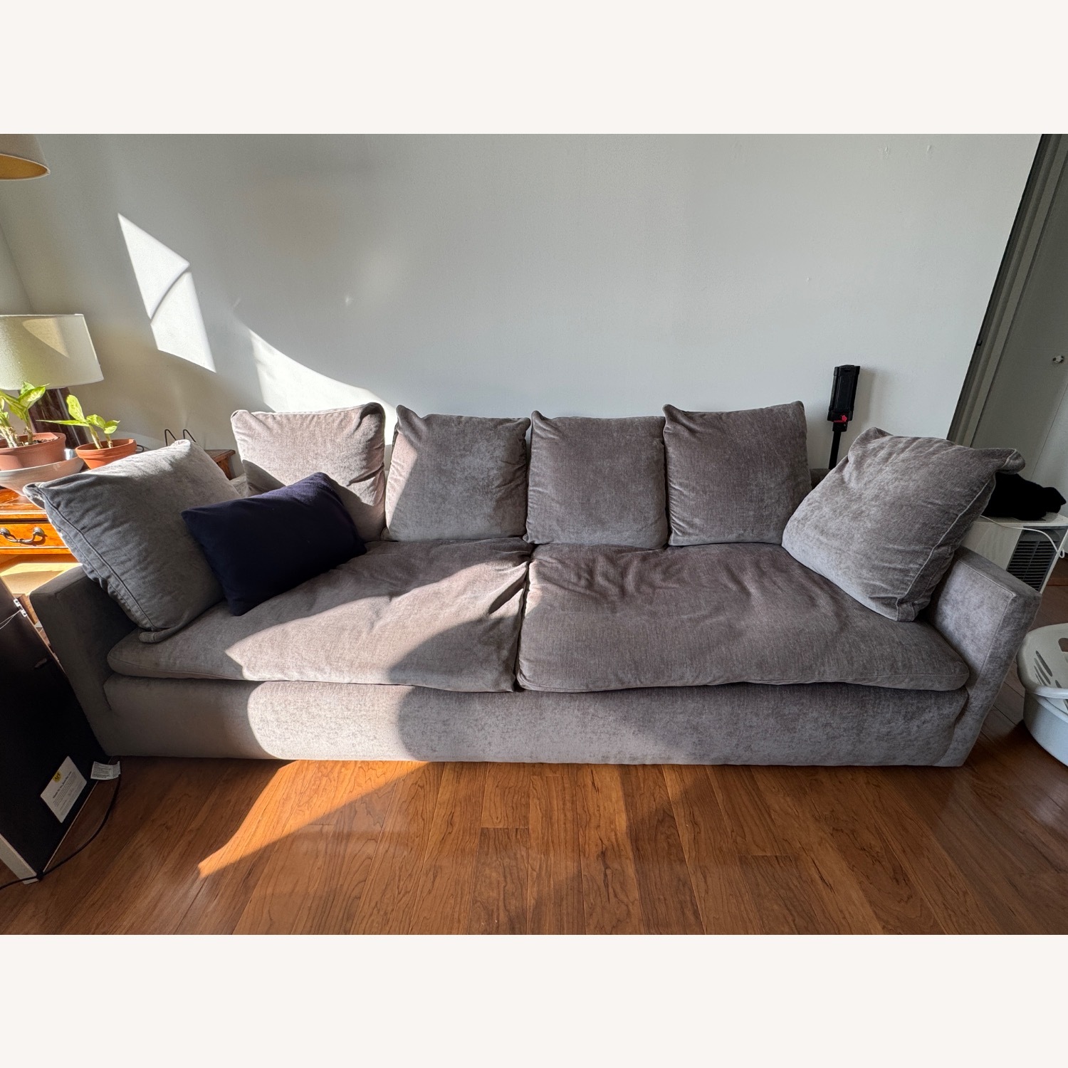 West Elm Dark Gray Worn Velvet Retreat Sofa - image-1