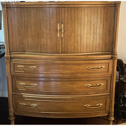 Used Classic Hardwood armoire and dresser set for sale on AptDeco