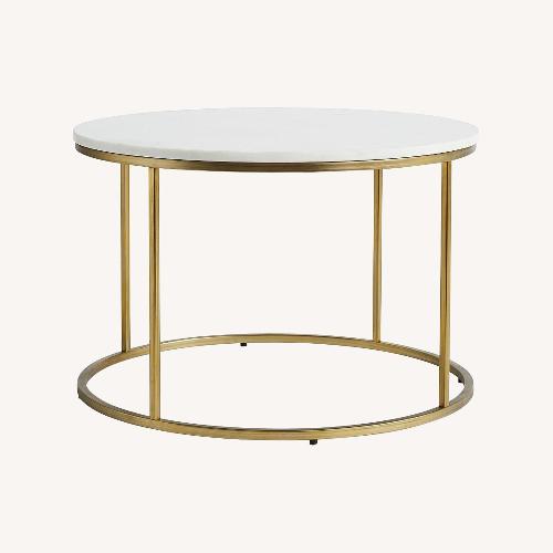 Used West Elm Gold Marble Dining Table for sale on AptDeco