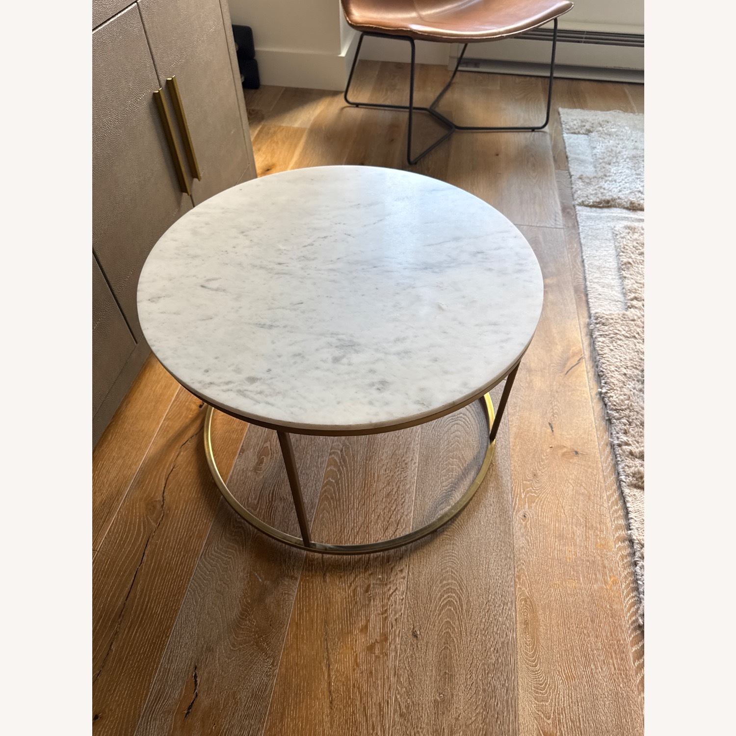 West Elm Gold Marble Dining Table - image-1