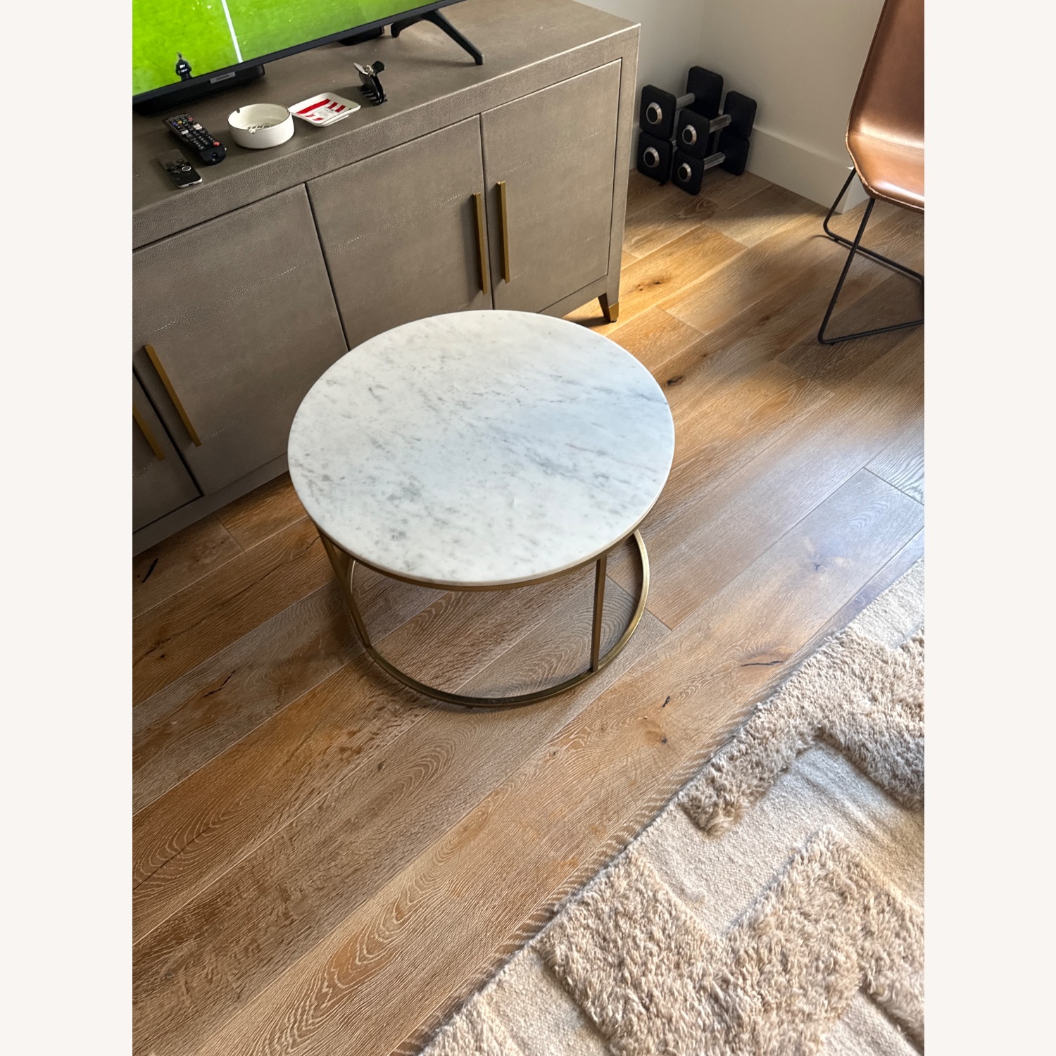 West Elm Gold Marble Dining Table - image-2