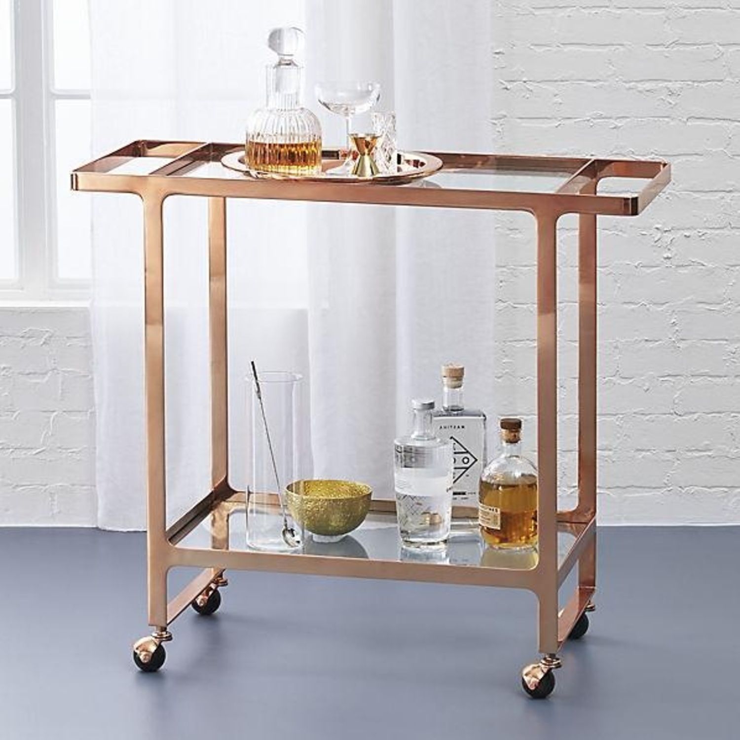 CB2 Dolce Vita Copper Bar Cart - image-4