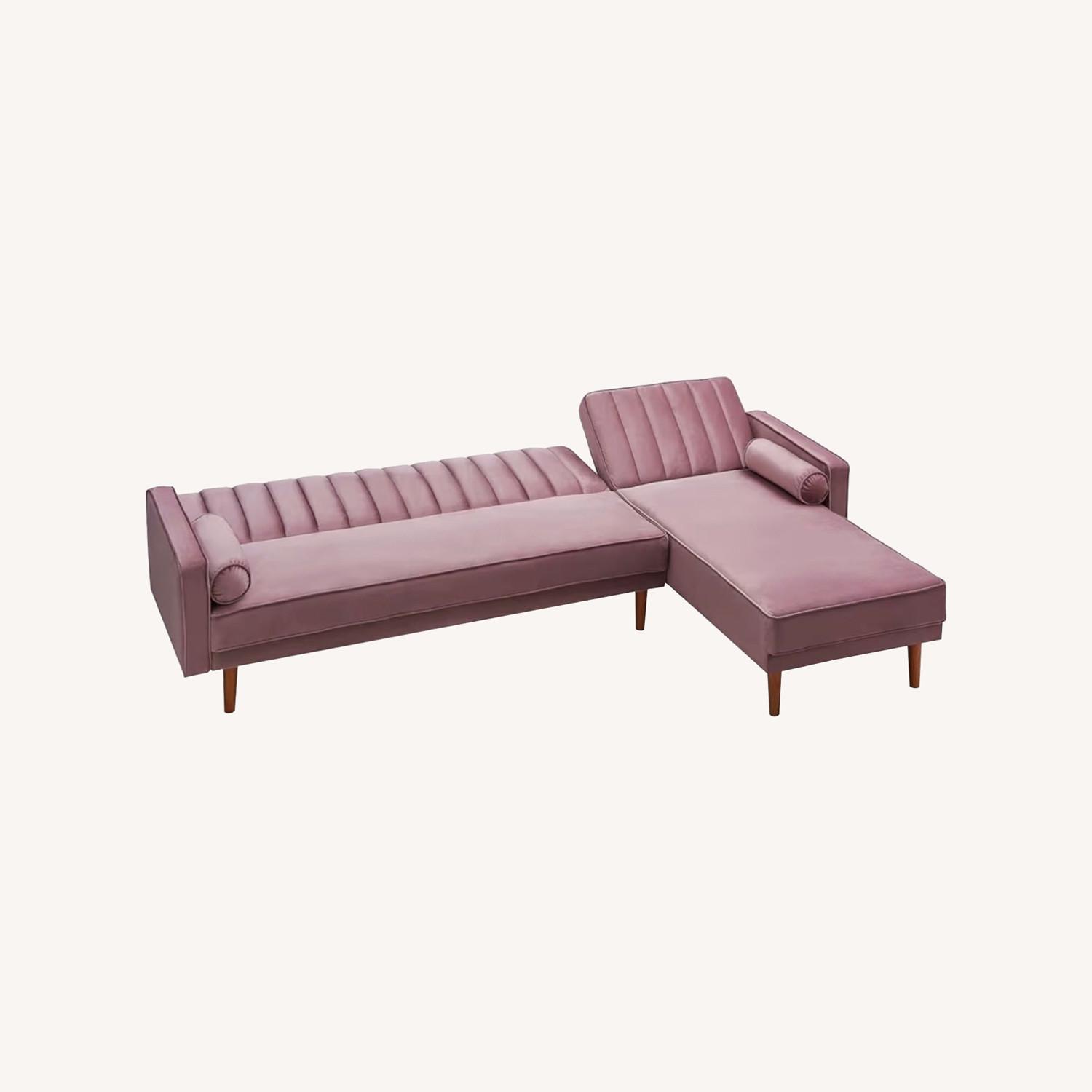 Gold Sparrow Pink Velvet 2 Piece Sectional - image-0