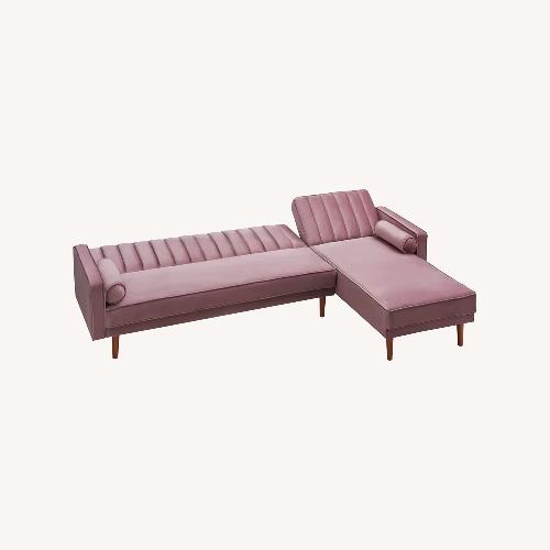 Used Gold Sparrow Pink Velvet 2 Piece Sectional for sale on AptDeco