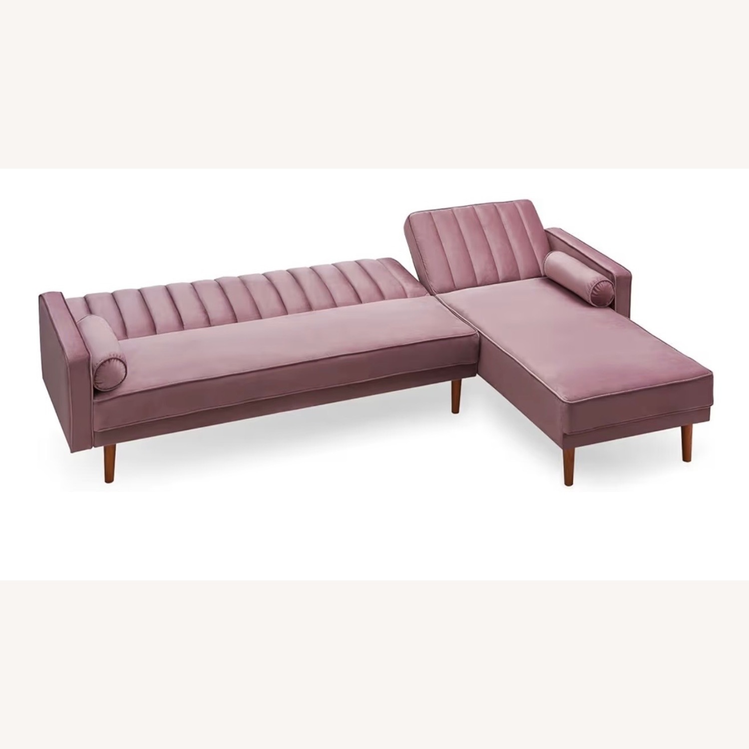 Gold Sparrow Pink Velvet 2 Piece Sectional - image-4