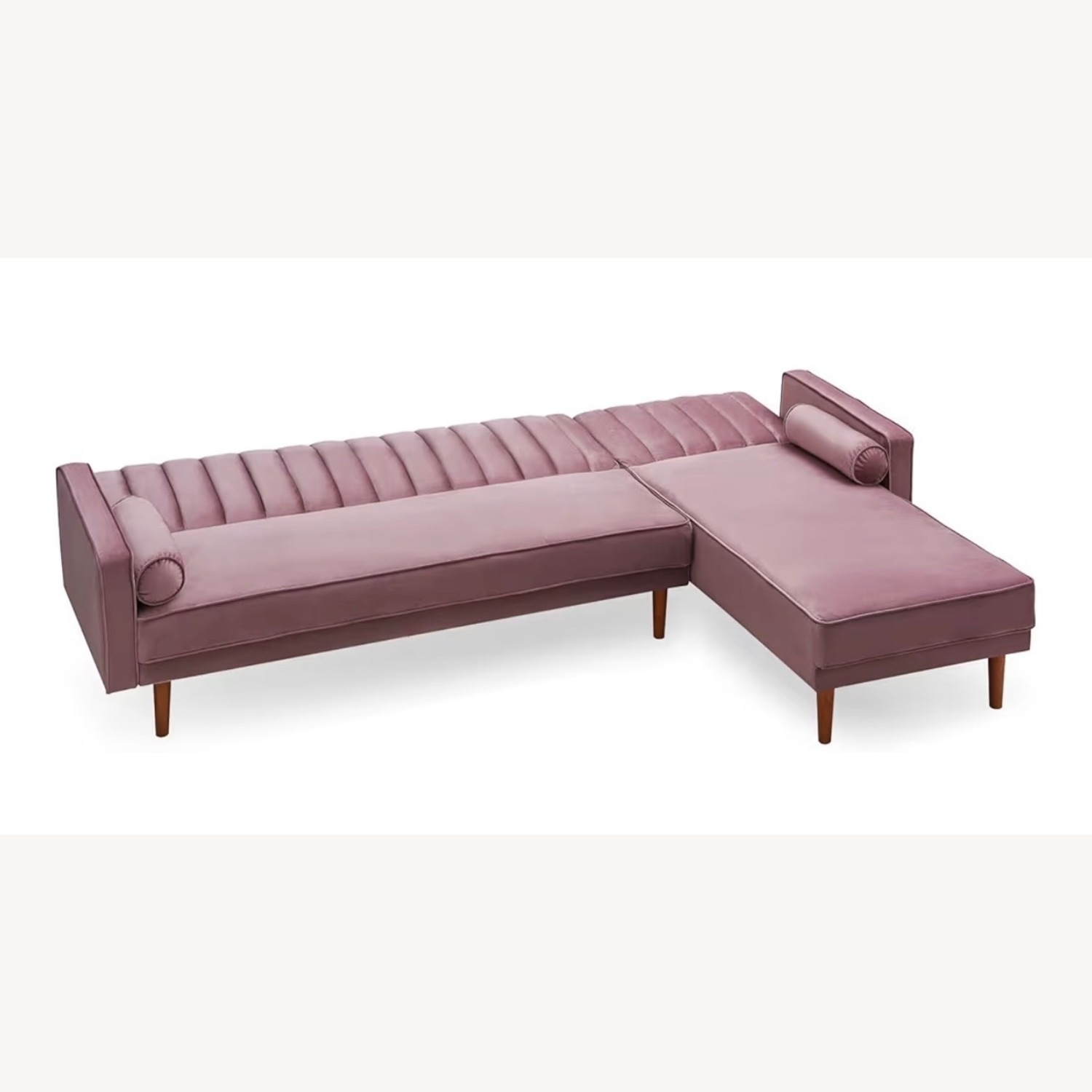 Gold Sparrow Pink Velvet 2 Piece Sectional - image-5