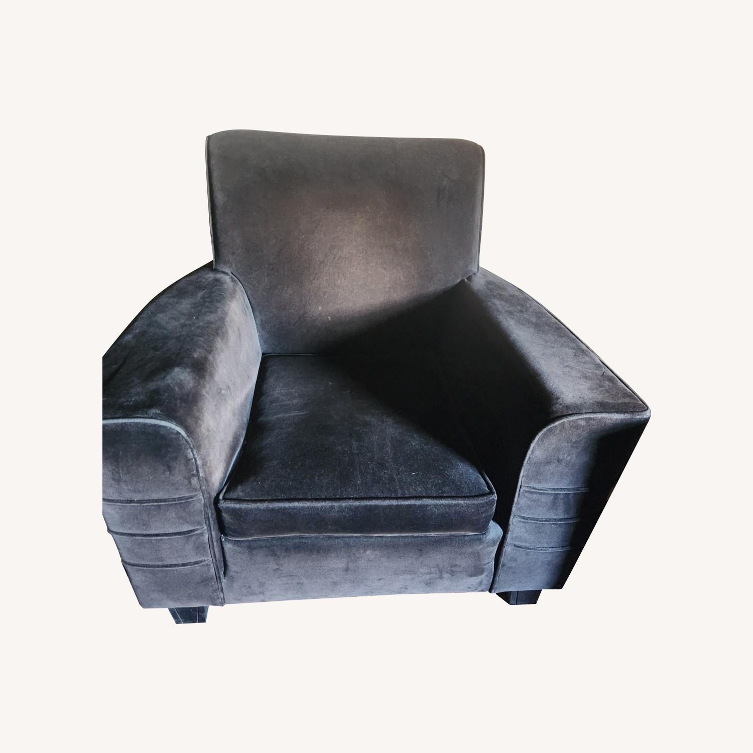 Depression Modern Black Velvet Armchair - image-0