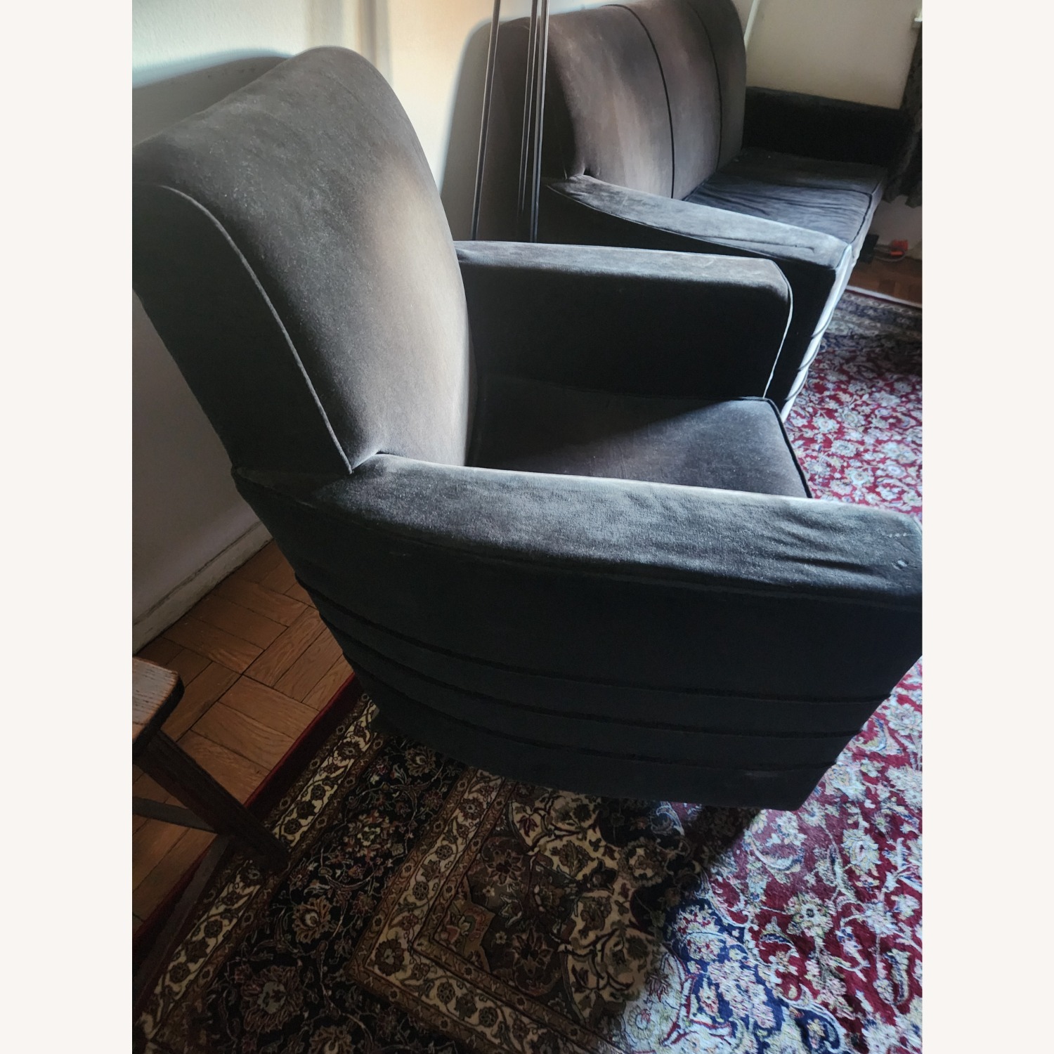 Depression Modern Black Velvet Armchair - image-2