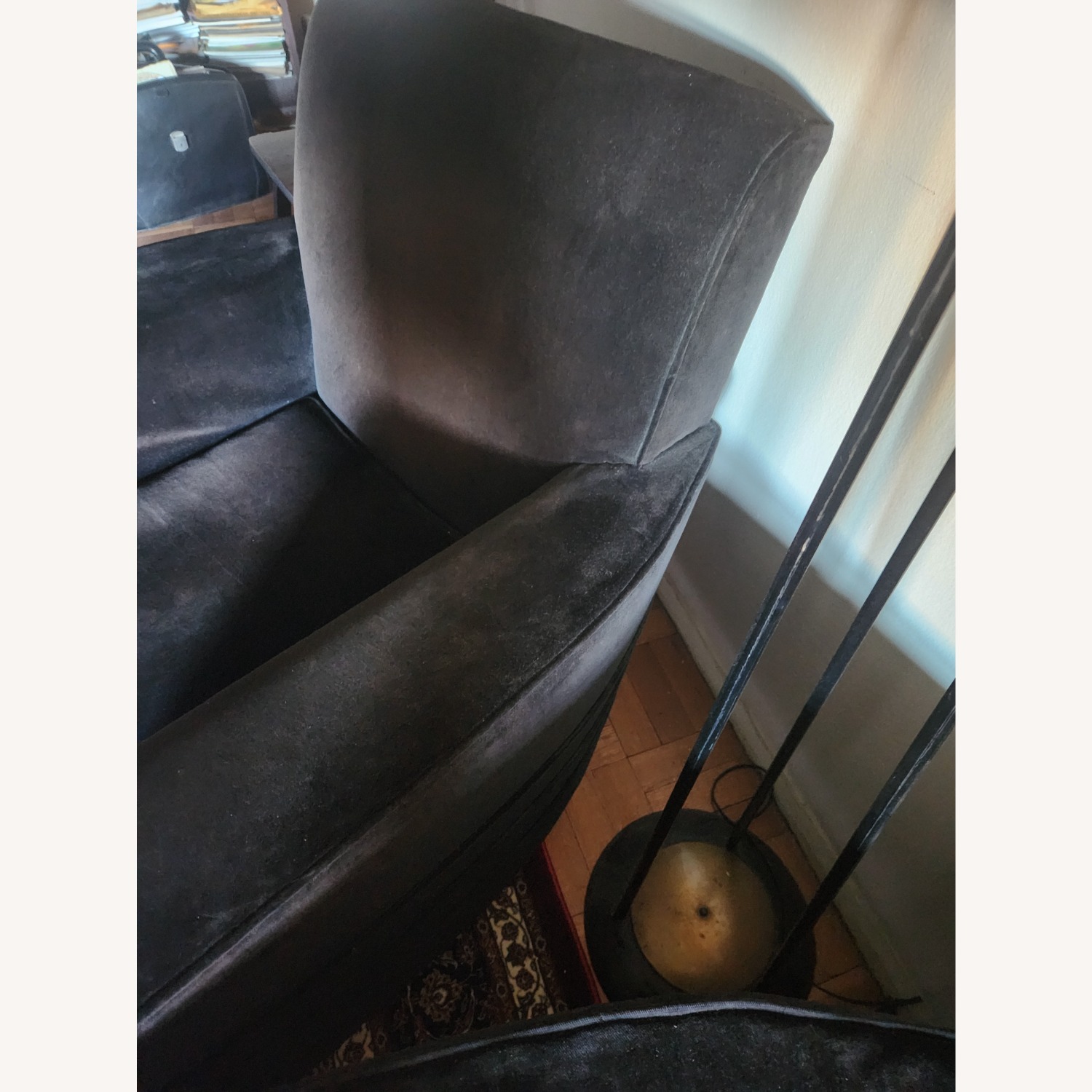 Depression Modern Black Velvet Armchair - image-3
