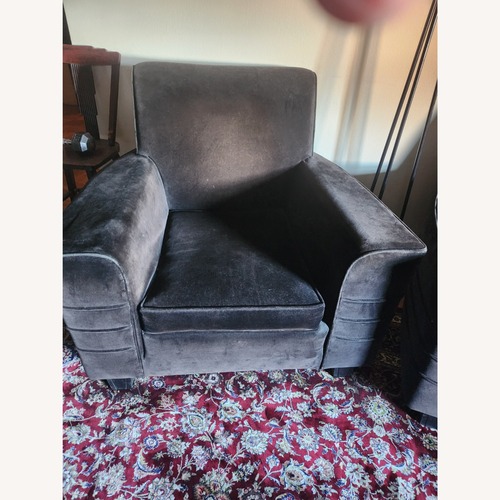 Used Depression Modern Black Velvet Armchair for sale on AptDeco