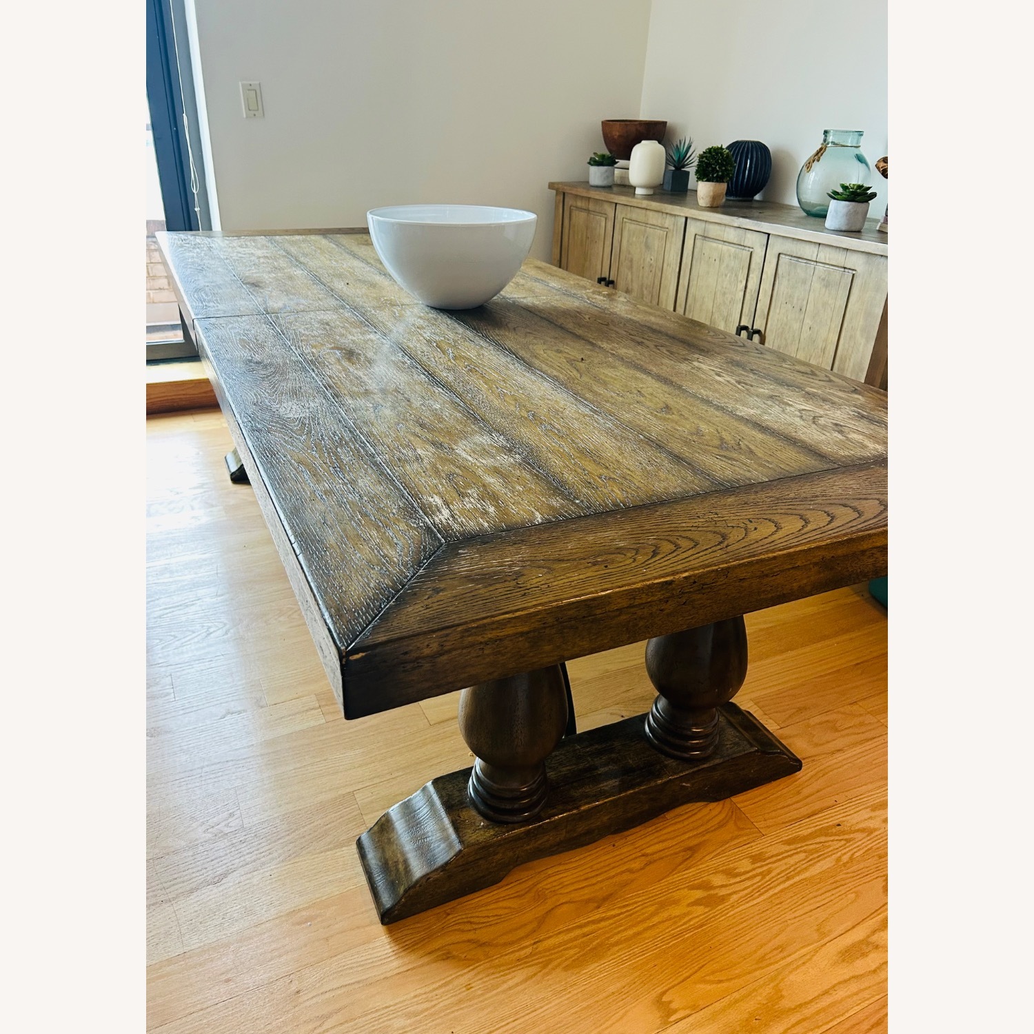 Pottery Barn Lorraine Dark Brown Wood Dining Table - image-2