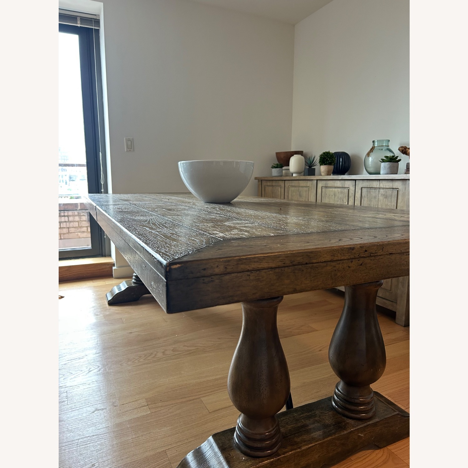 Pottery Barn Lorraine Dark Brown Wood Dining Table - image-1