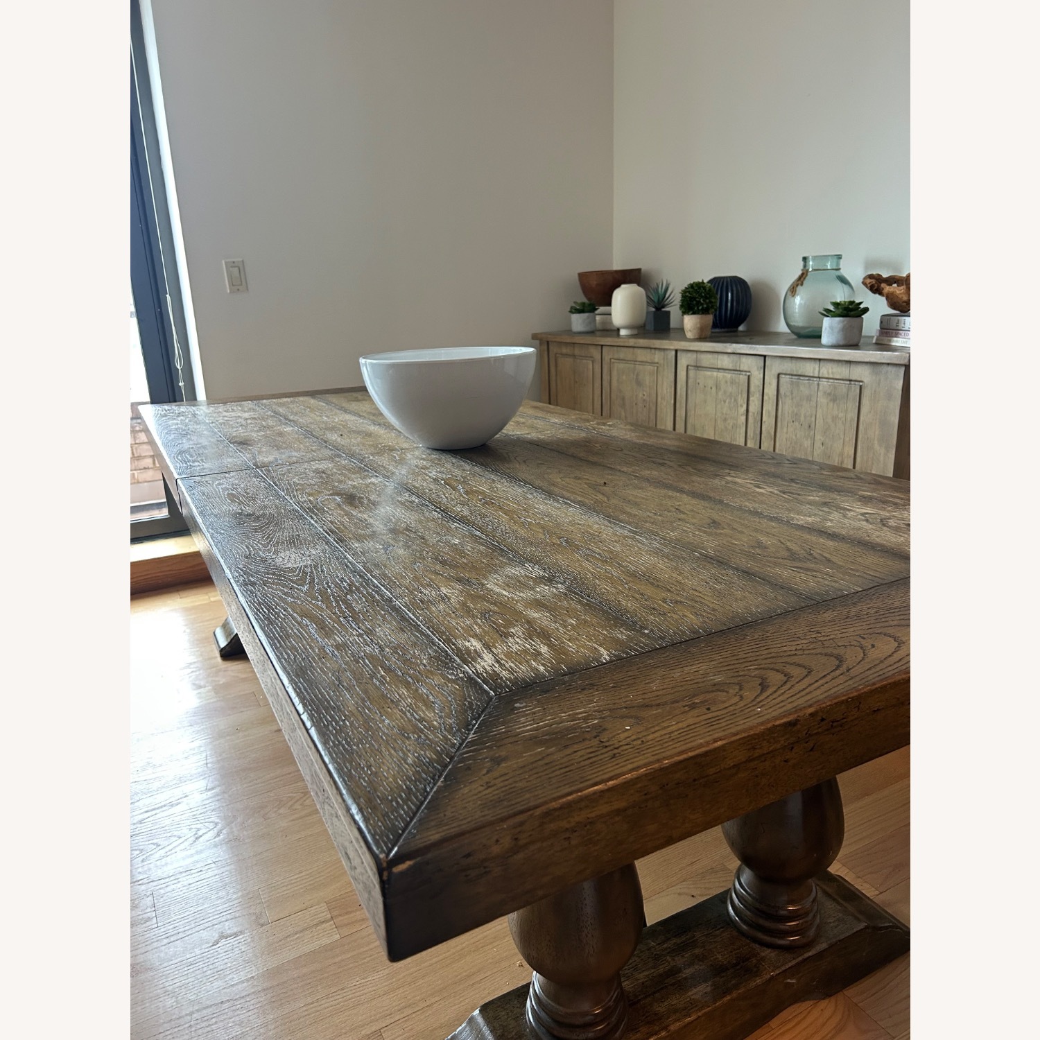 Pottery Barn Lorraine Dark Brown Wood Dining Table - image-3