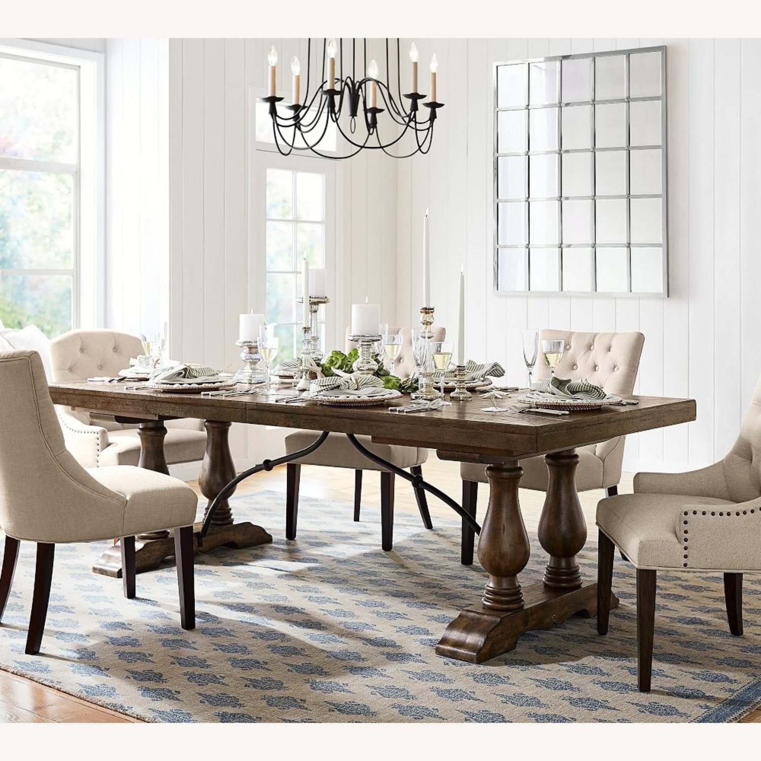 Pottery Barn Lorraine Dark Brown Wood Dining Table - image-4