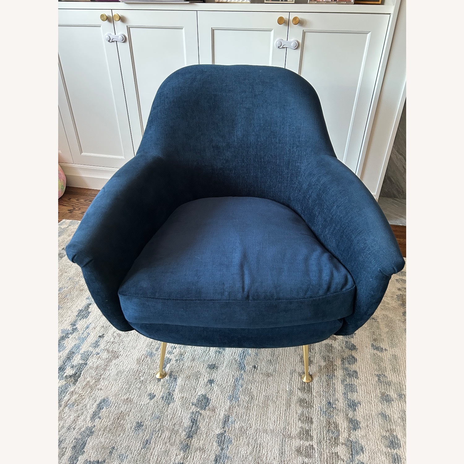 West Elm Blue Velvet Arm Chair - image-3