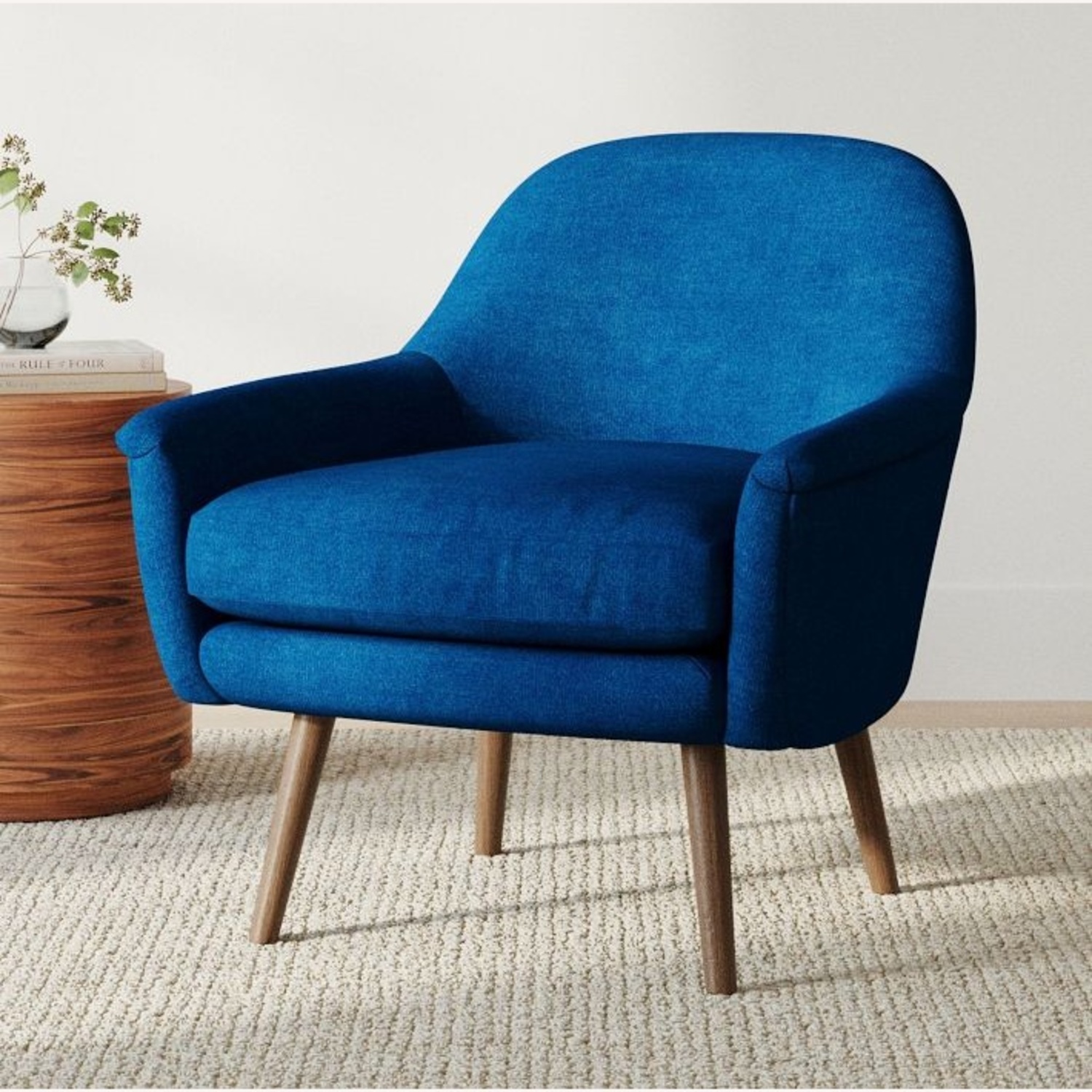 West Elm Blue Velvet Arm Chair - image-4