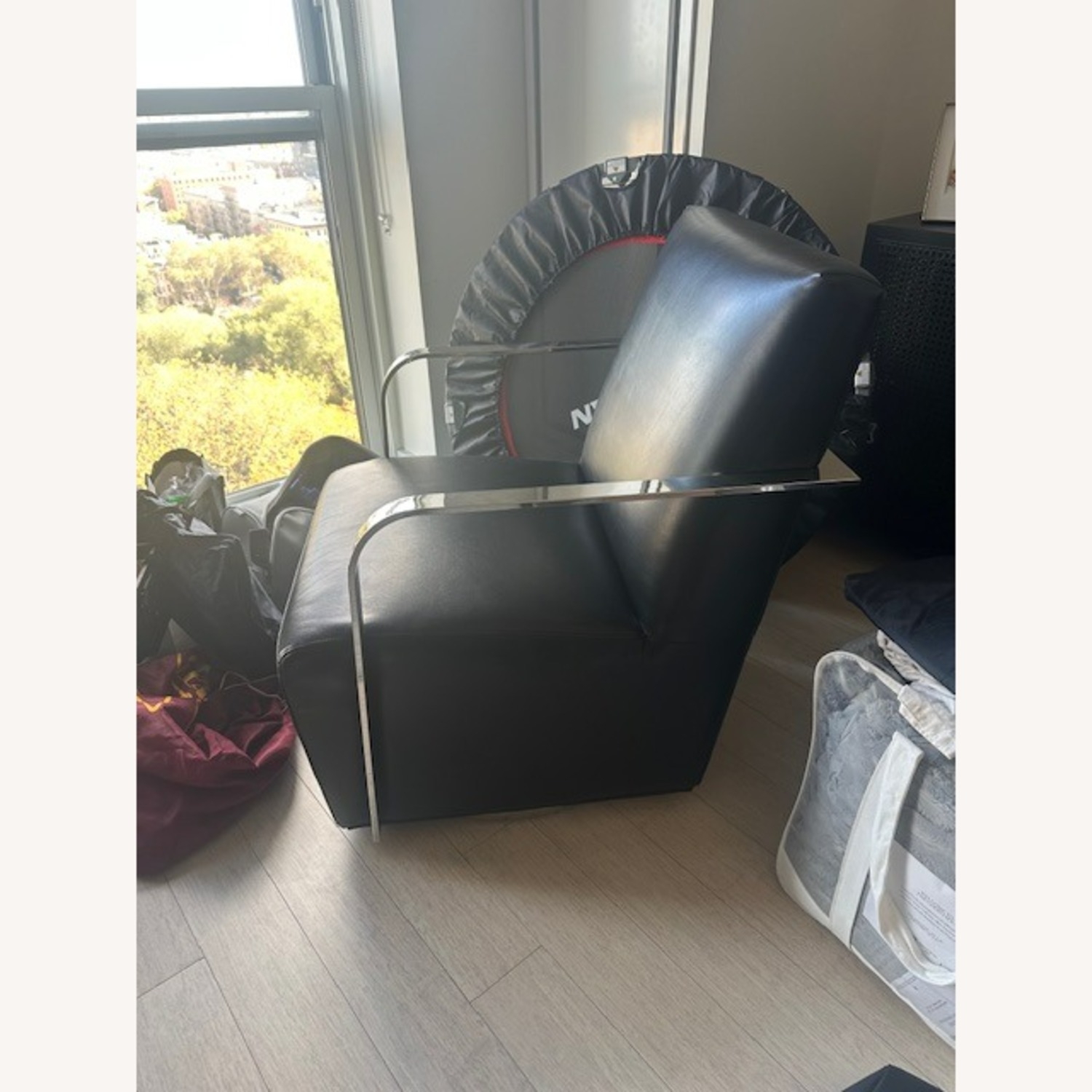 Safavieh Black Leather Chairs - image-3