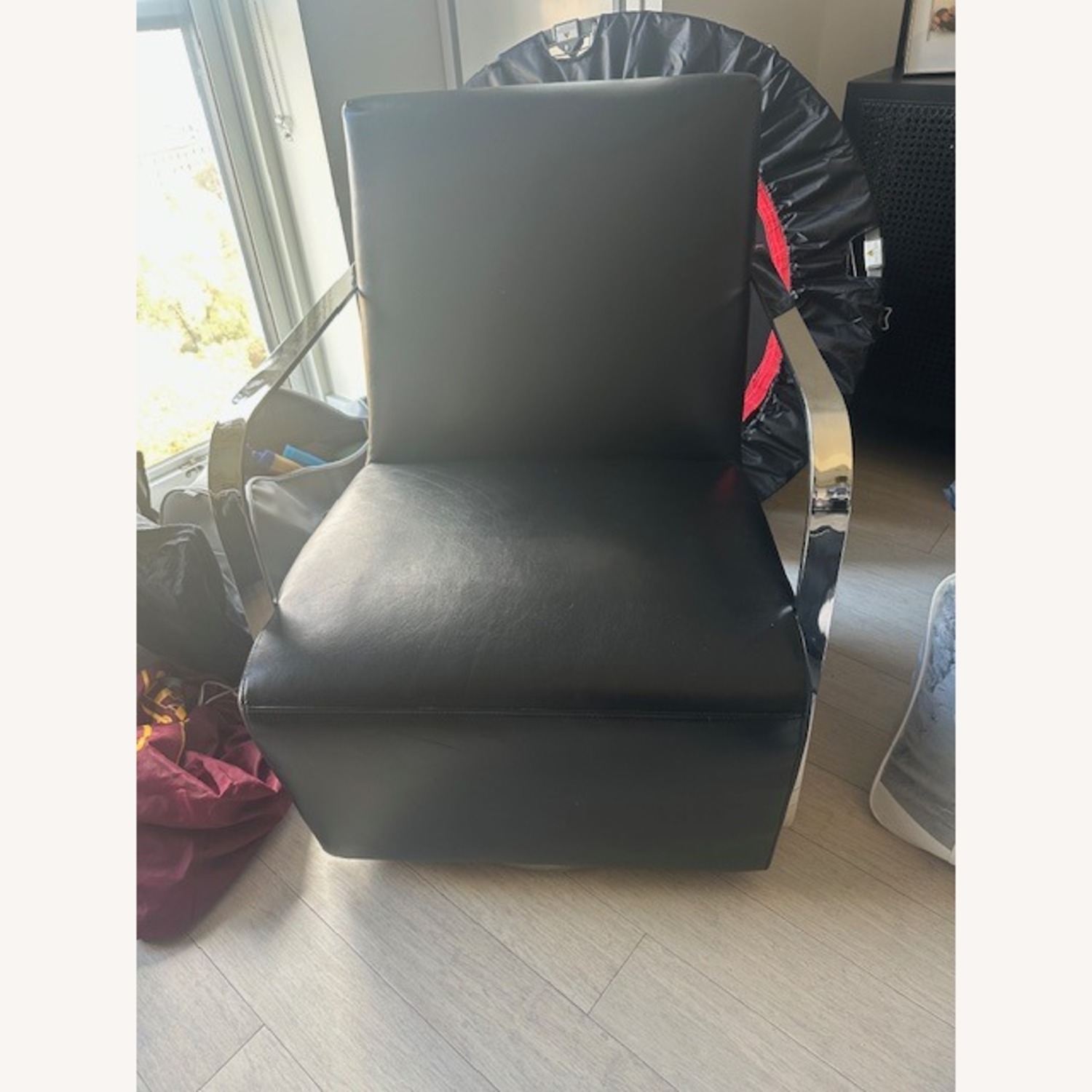 Safavieh Black Leather Chairs - image-1