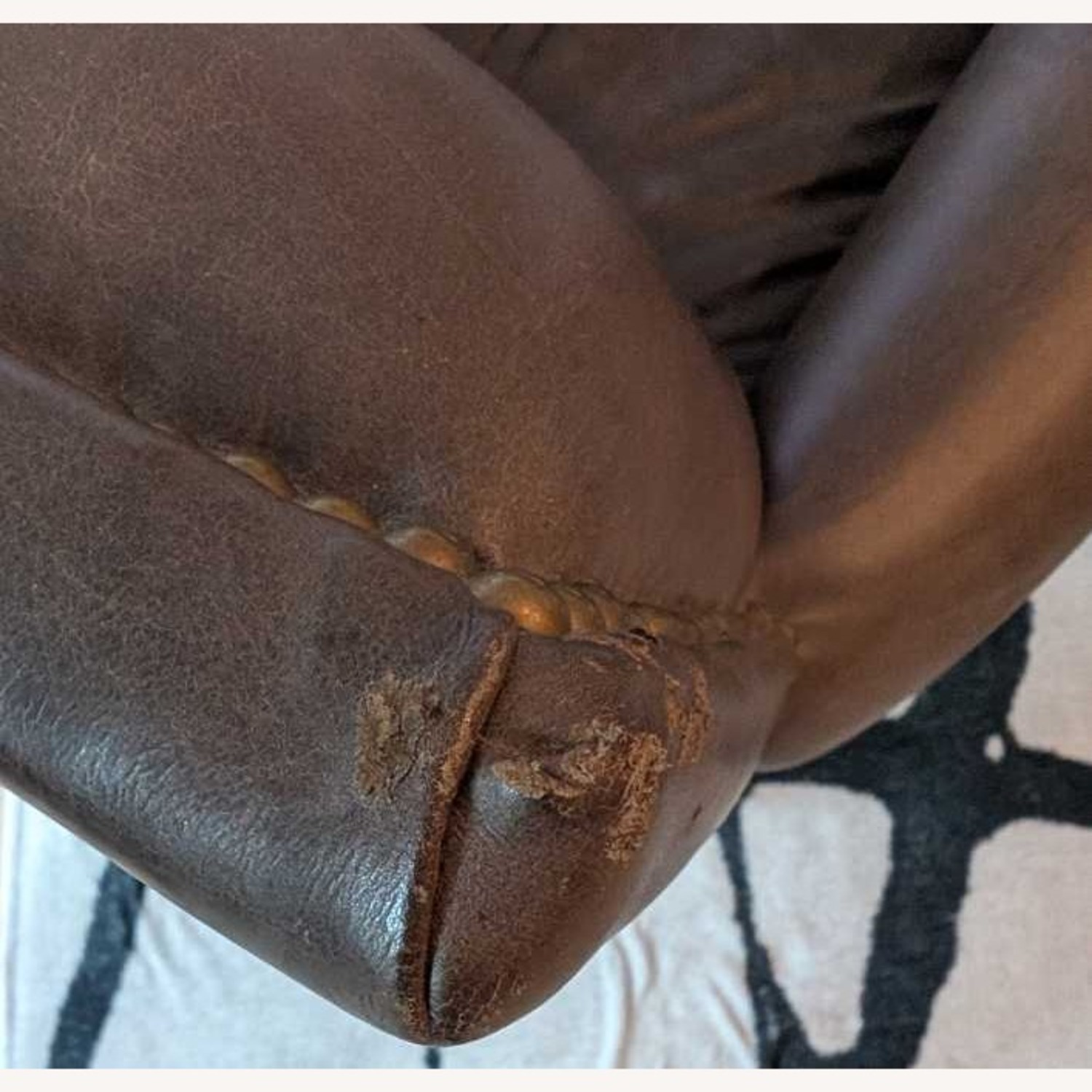 Brown Leather Armchairs Pair - image-4