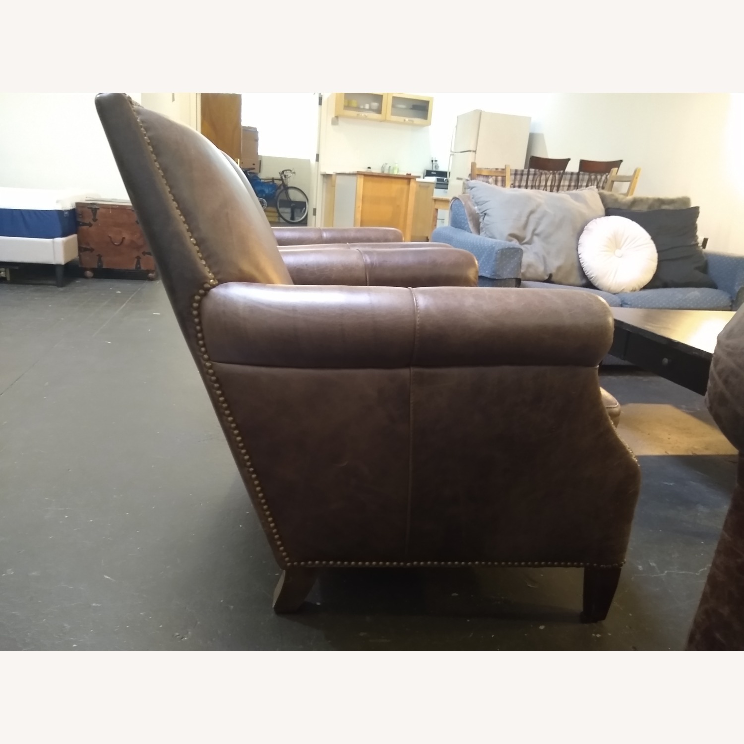 Brown Leather Armchairs Pair - image-3