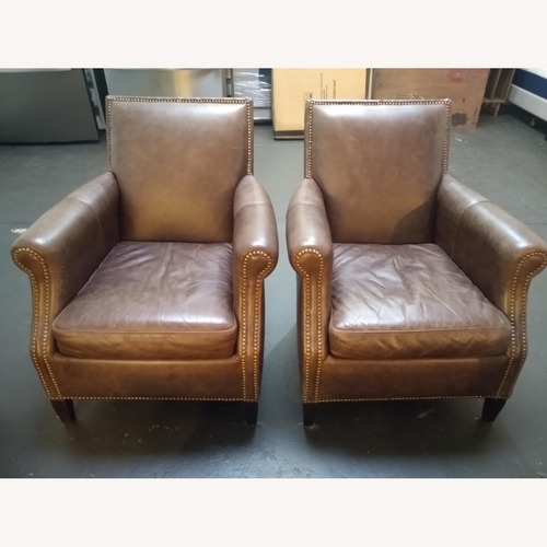Used Brown Leather Armchairs Pair for sale on AptDeco