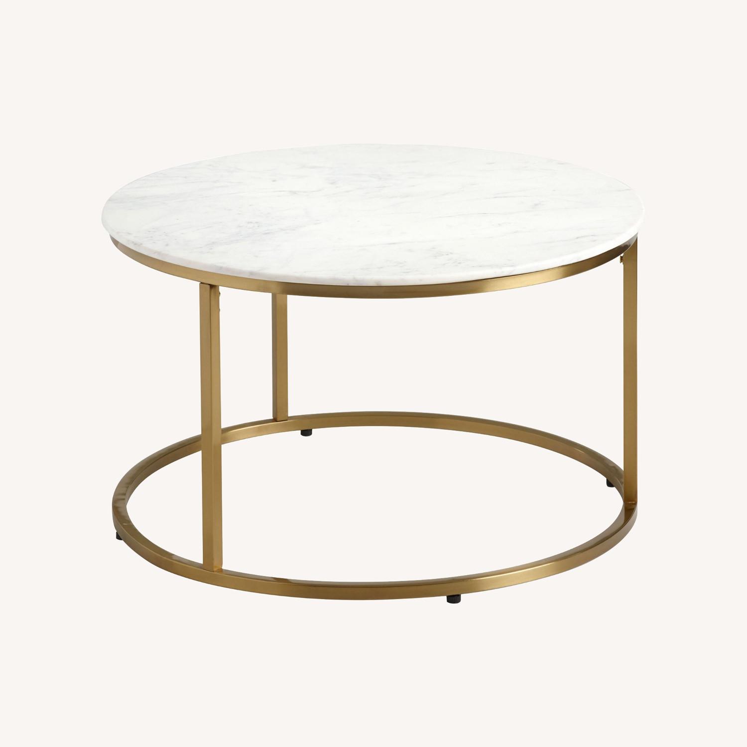 World Market White Marble Coffee Table - image-0
