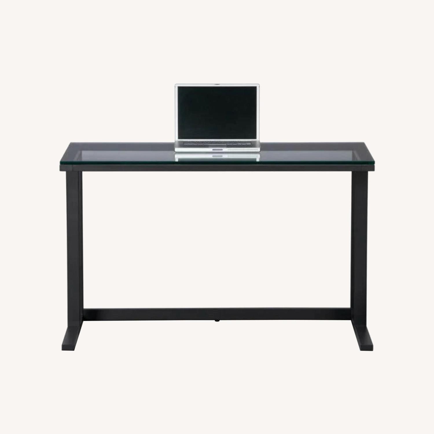 Crate & Barrel Pilsen Graphite Glass Desk - image-0