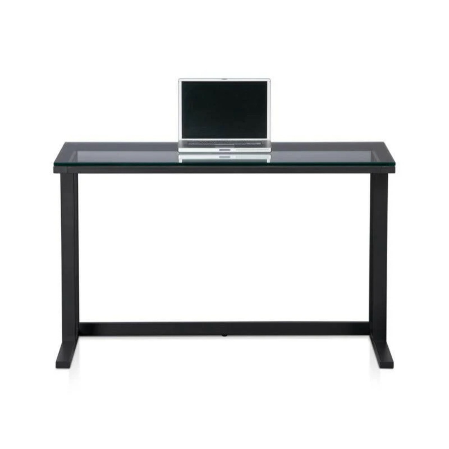 Crate & Barrel Pilsen Graphite Glass Desk - image-1