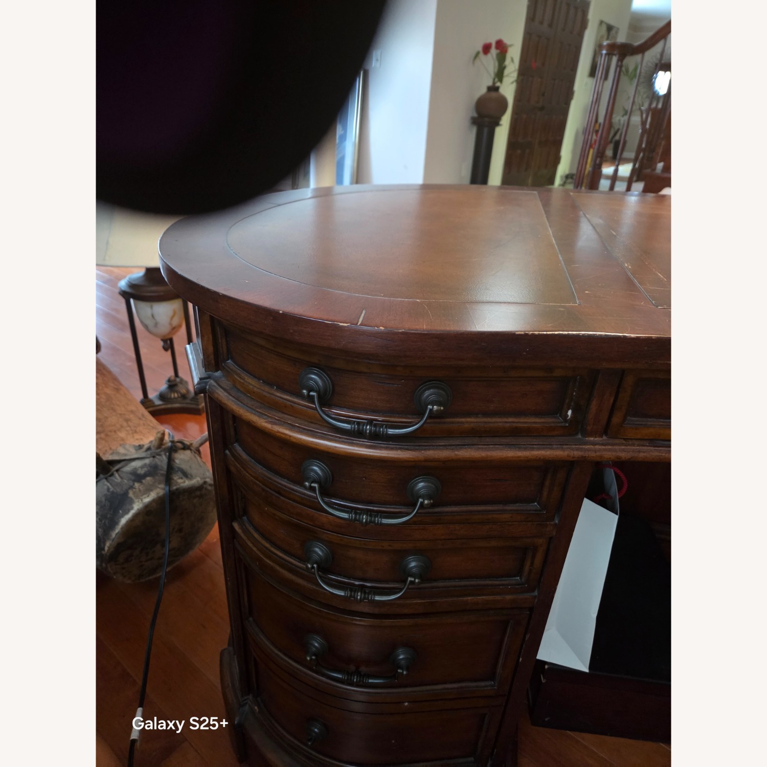 Dark Brown Wood Desk - image-8