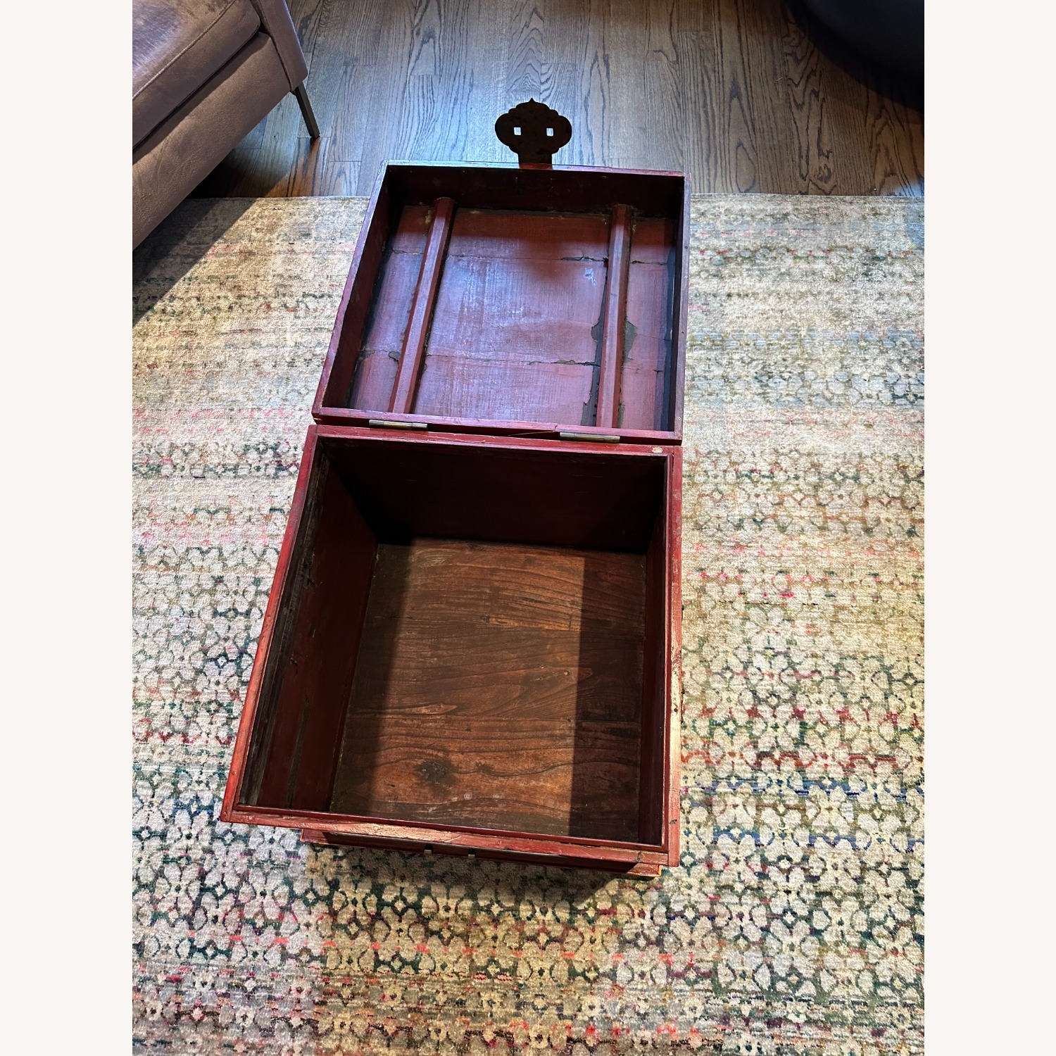 Antique Looking Red Wood Trunk - image-6